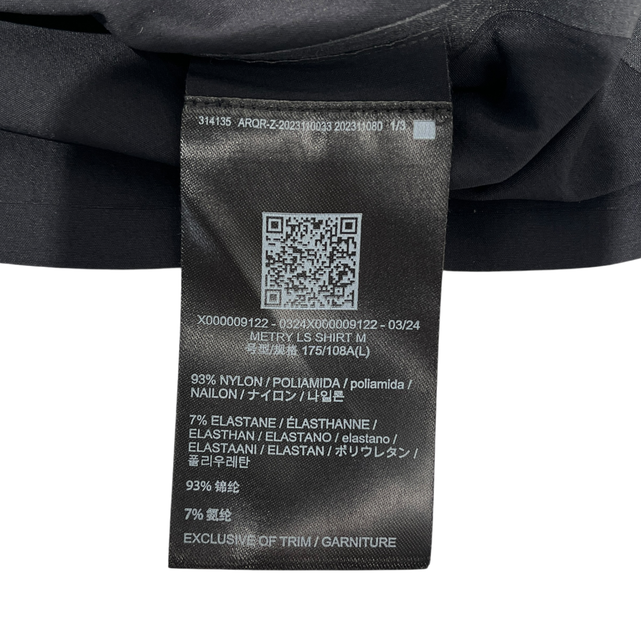 ARC'TERYX VEILANCE/LS Shirt/L/Nylon/BLK/Open Coller/Metry Long Sleeve Hidden Front view 4