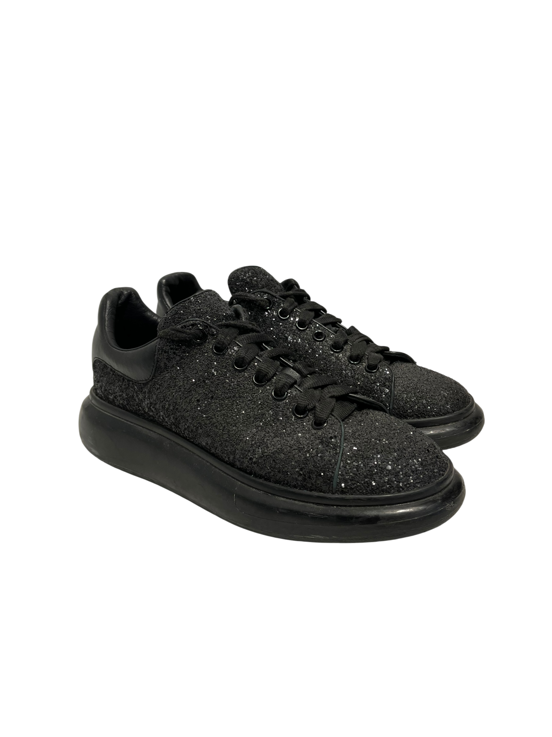 Alexander McQueen/Low-Sneakers/US 12/Glitter/Leather/BLK/OVERSIZED SNEAKER GLITTER view 1