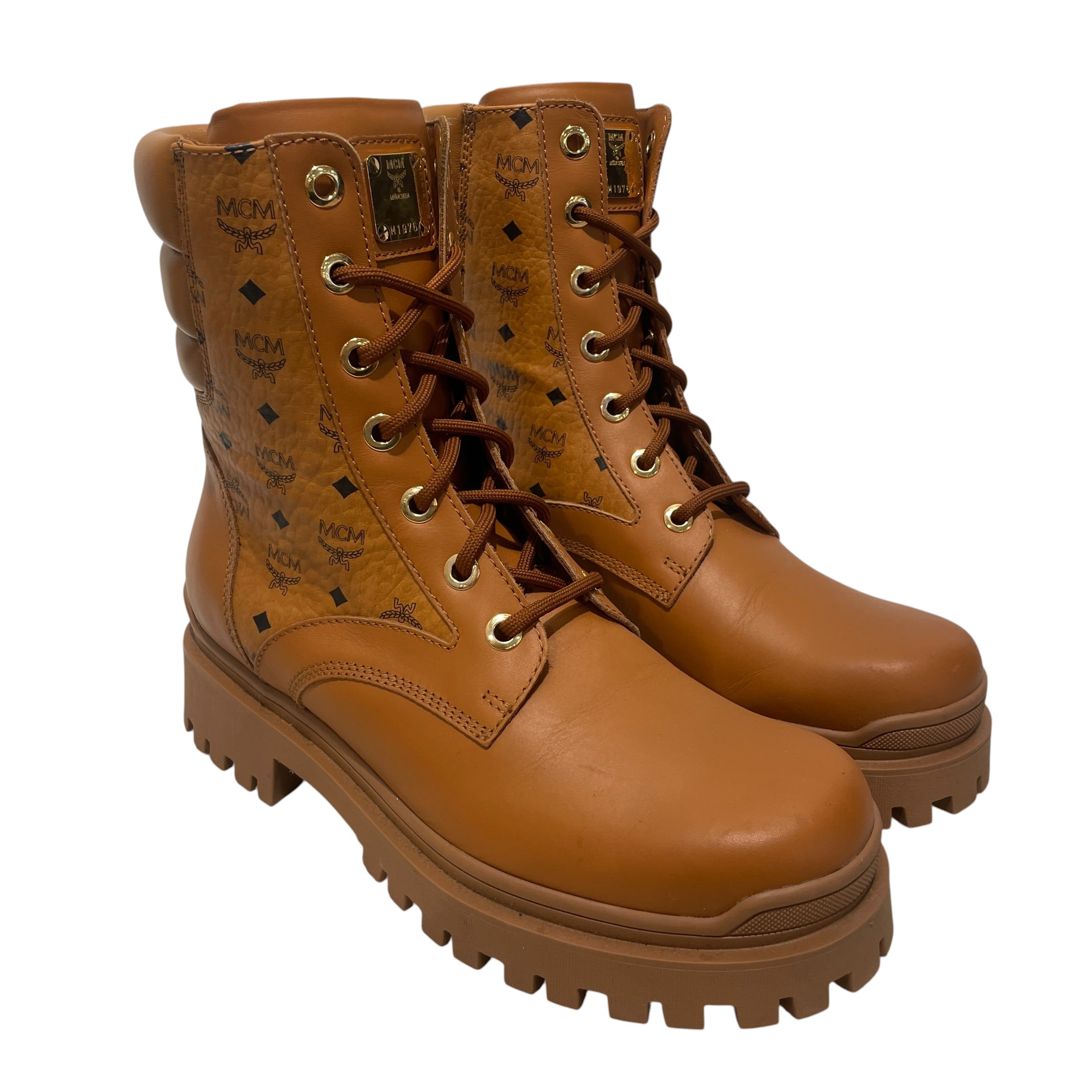 MCM/Lace Up Boots/US 9/Monogram/Leather/CML/visetos boots view 1