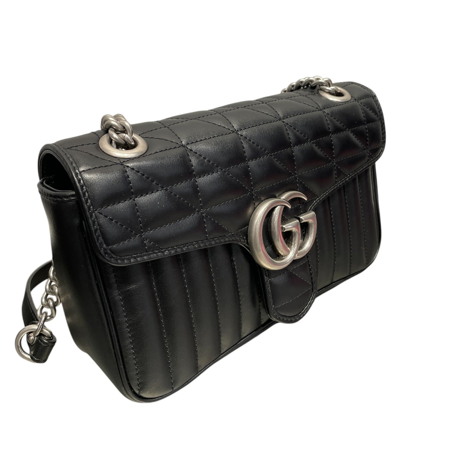 GUCCI/Cross Body Bag/Leather/BLK/Black Double G Marmont view 6