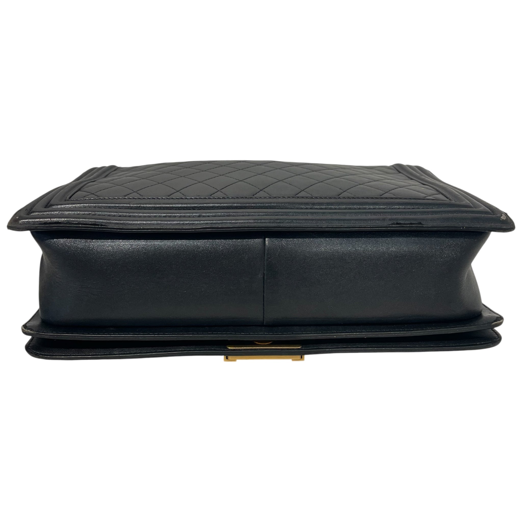 CHANEL/Cross Body Bag/Leather/BLK/Larga Boy Flap view 7