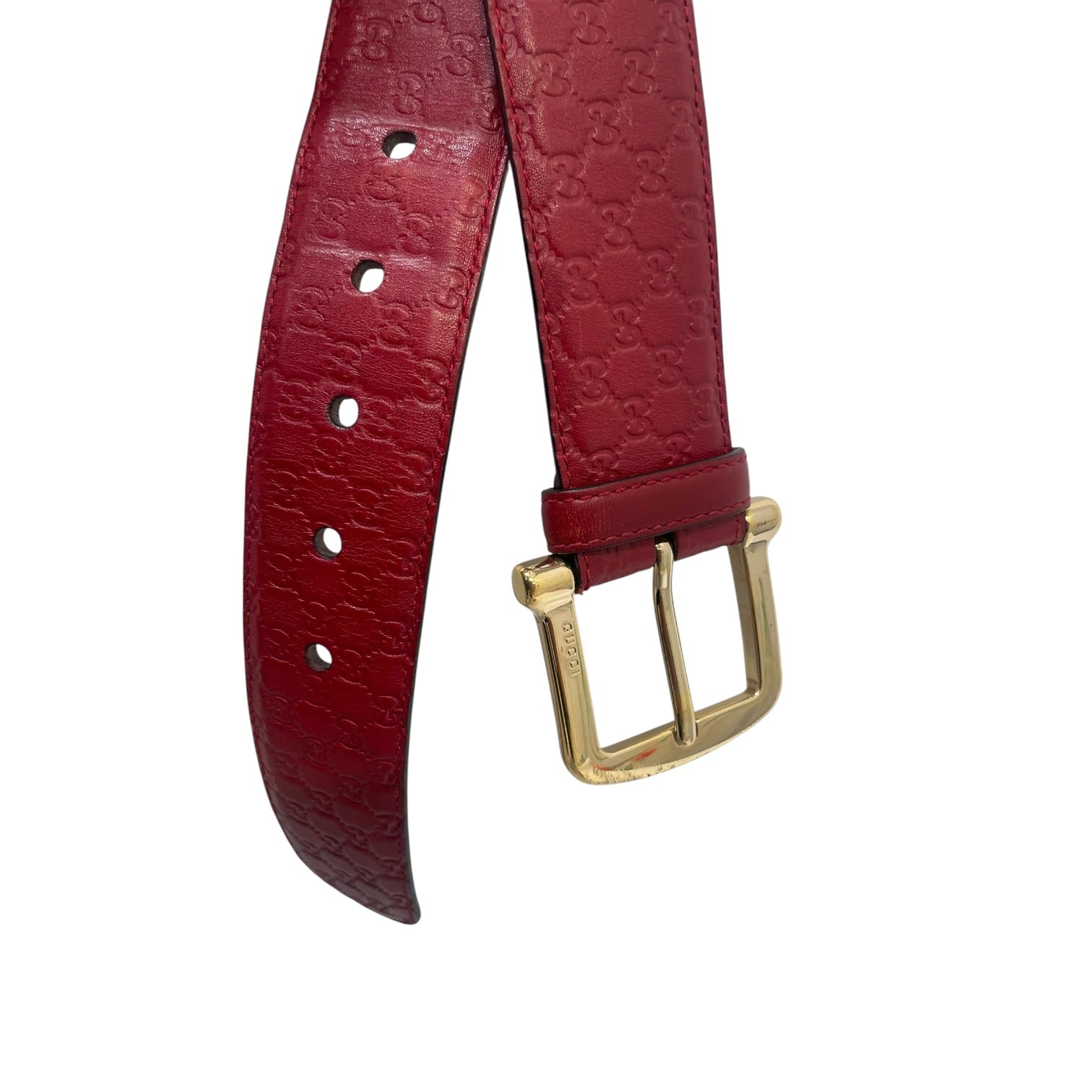 GUCCI/Belt/Monogram/Leather/RED/microguccissima margaux view 2