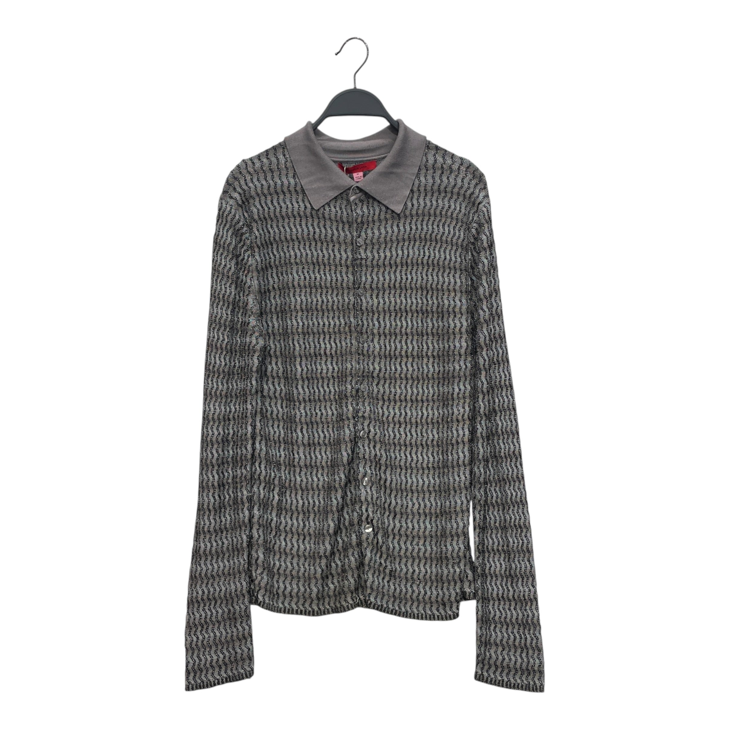 ECKHAUS LATTA/LS Shirt/M/Stripe/Polyester/SLV/ZIG ZAG VIRTICAL STRIPE view 1
