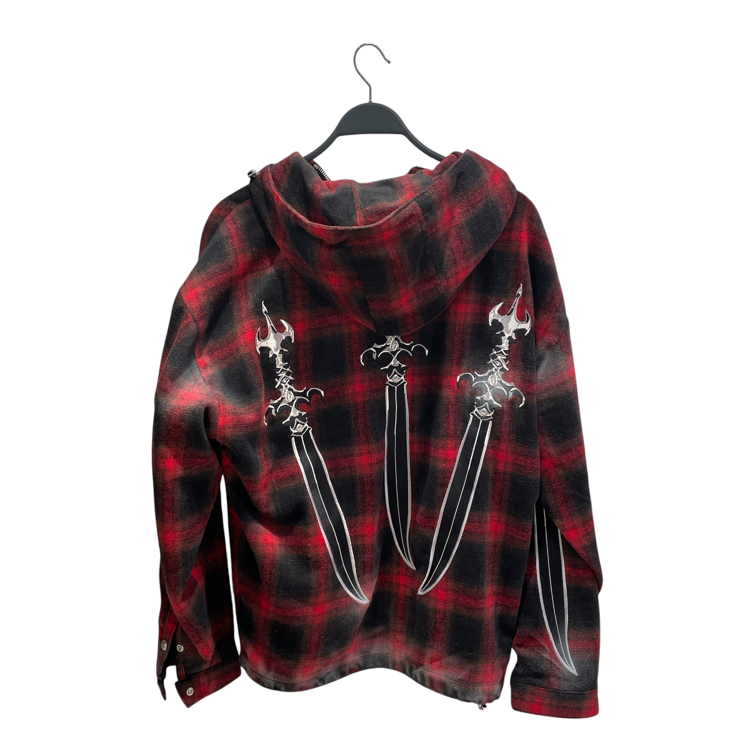 Thug Club/Flannel Shirt/2/RED/Plaid/flannel zip view 2