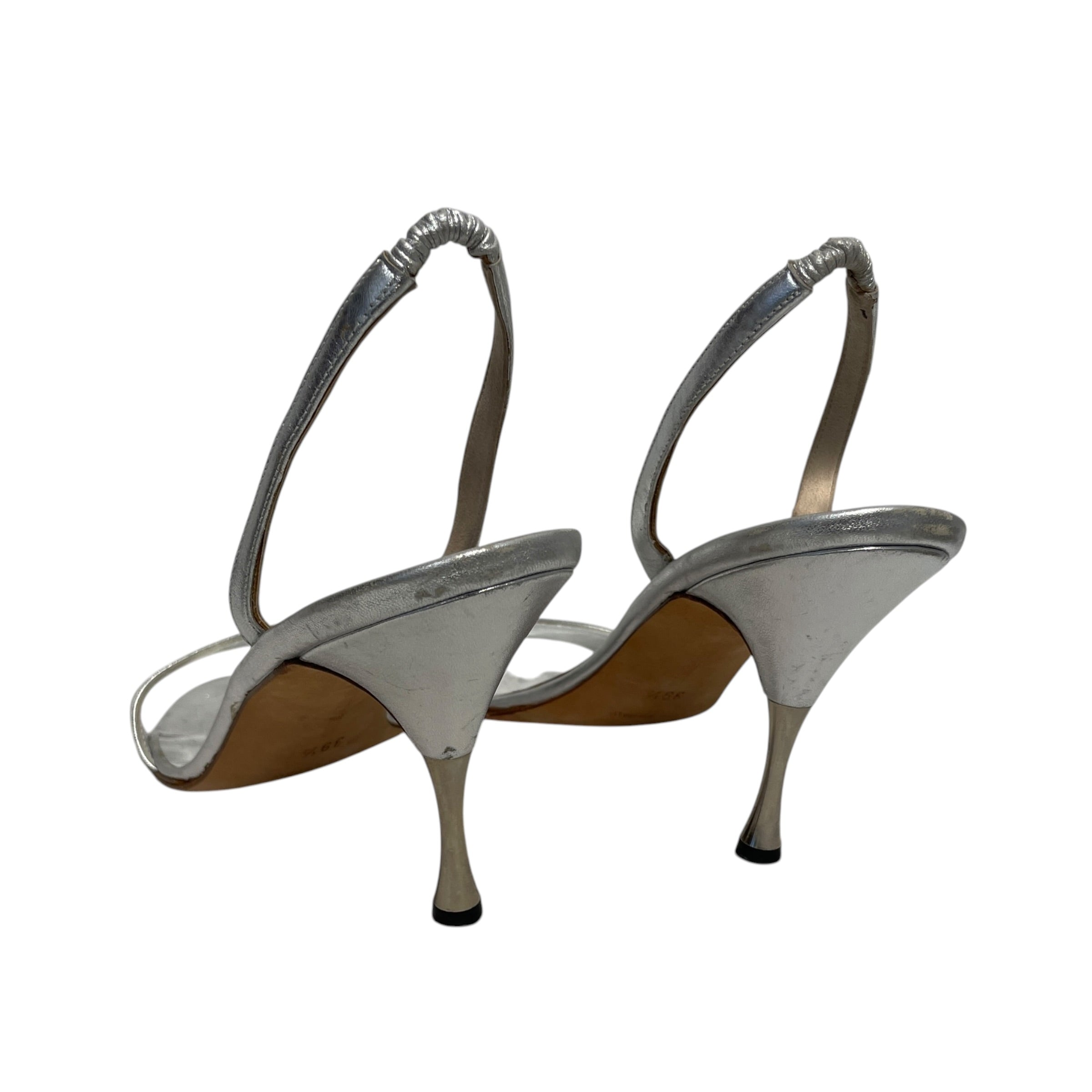 MANOLO BLAHNIK/Heels/US 8/Leather/SLV/strappy/metallic view 2