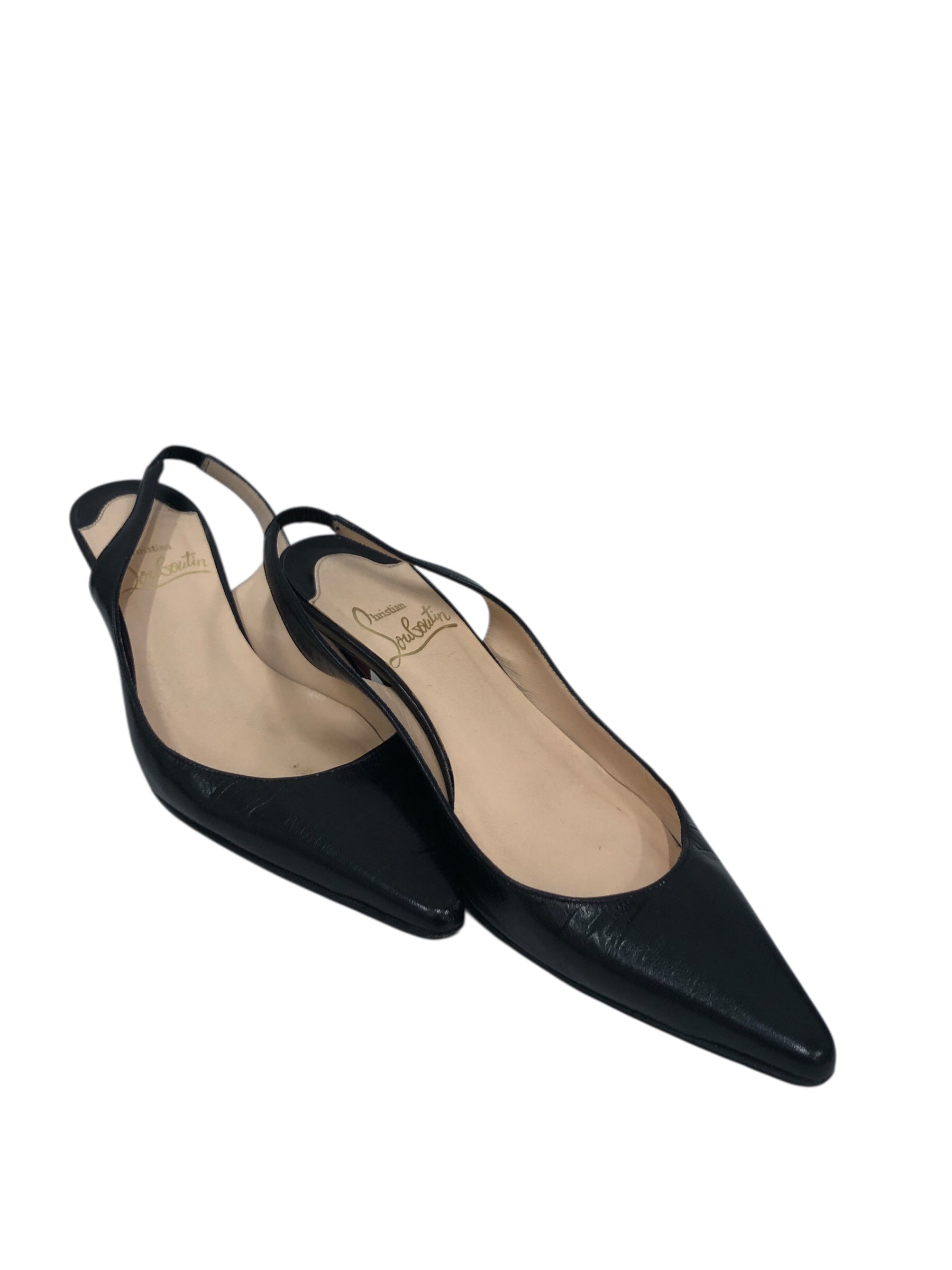Christian Louboutin/Heels/EU 35/Leather/BLK/Pointed-Toe/Kitten view 1