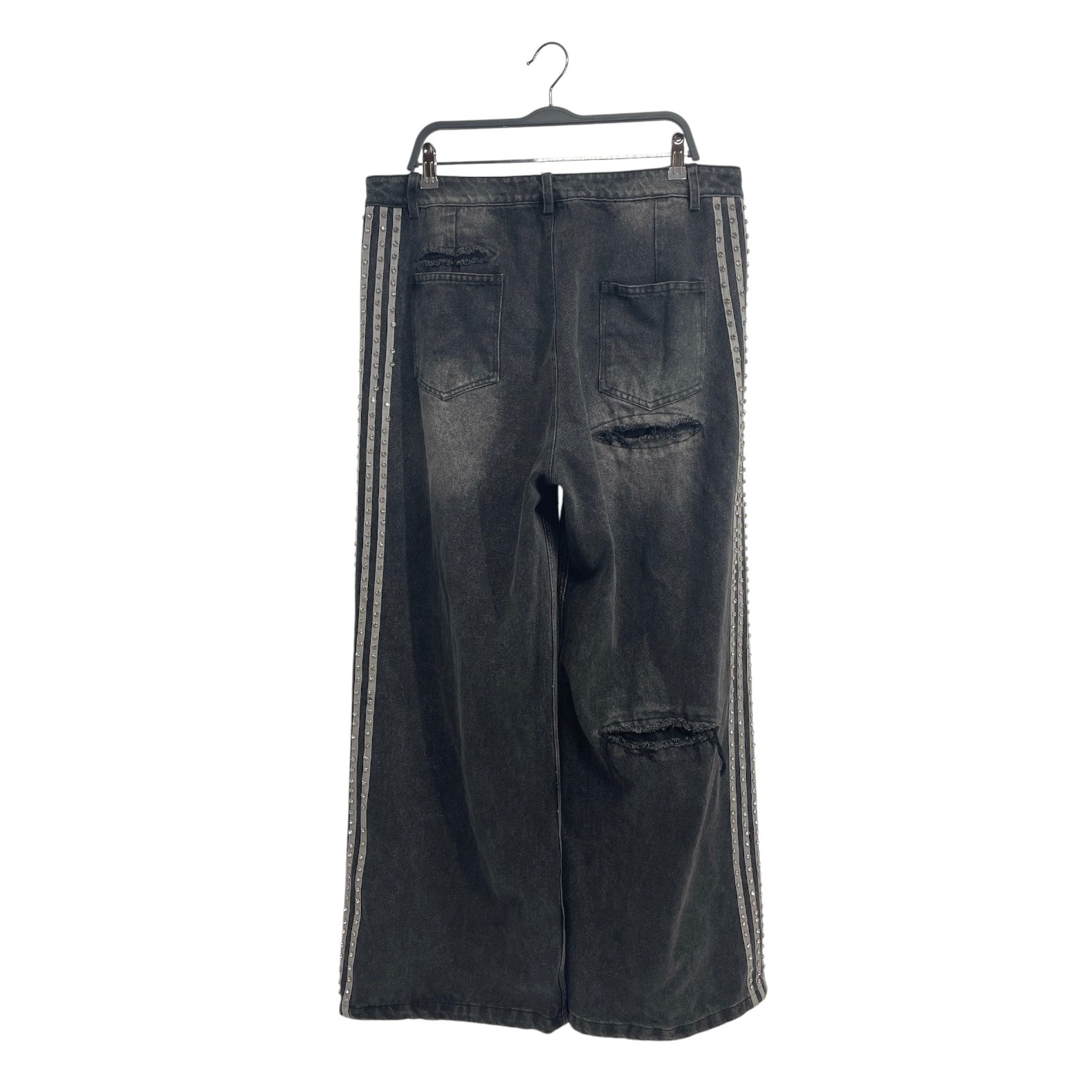 Vale Forever/Straight Pants/36/Denim/BLK/RHINESTONE\SIDE STRIPE view 2