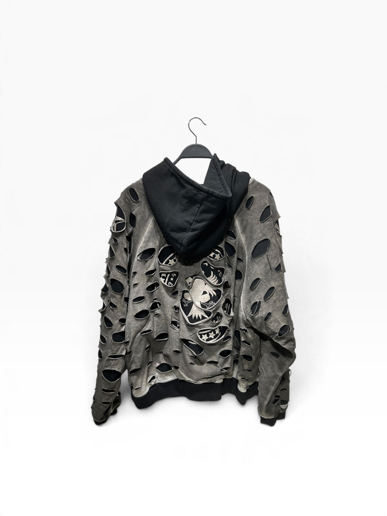 ALEXANDER DIGENOVA/Hoodie/Cotton/GRY/DISTRESSED HOLES LAYERED view 2