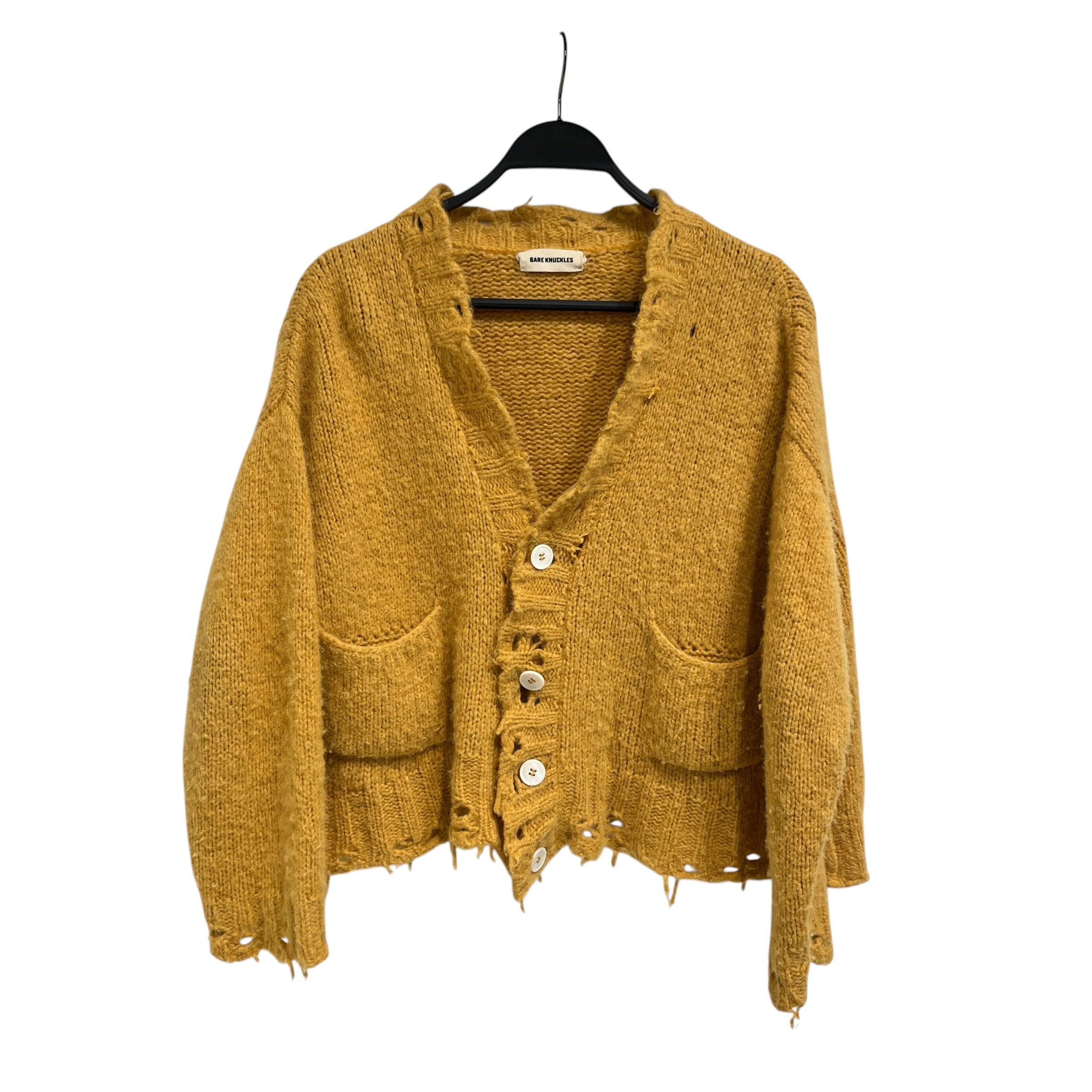BARE KNUCKLES/Cardigan/M/Wool/GLD/Distressed Cardigan view 1