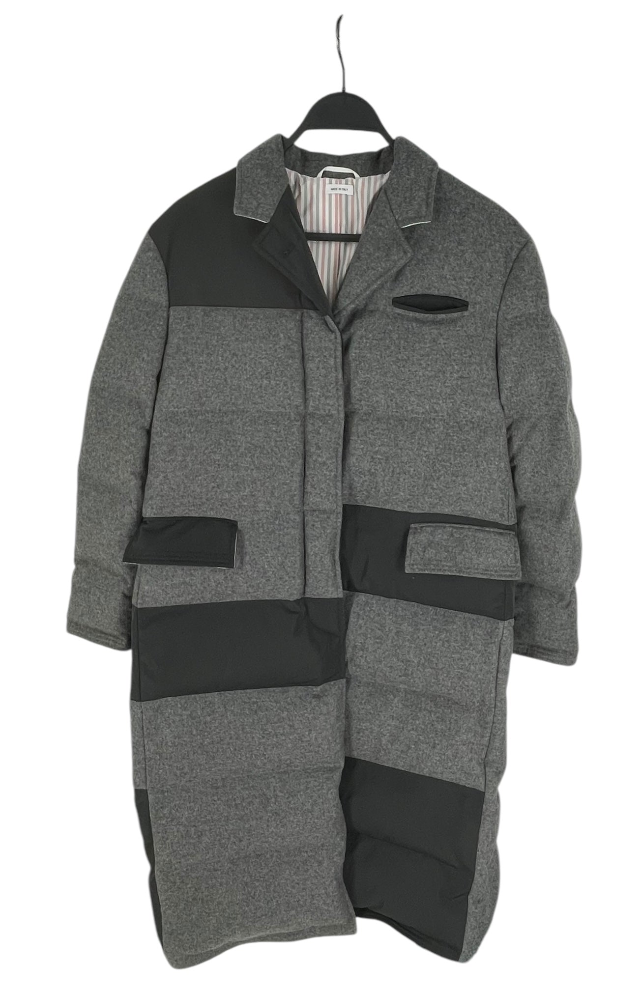 THOM BROWNE. NEW YORK/Trench Coat/40/Wool/GRY/Maxi Length/DOWNFILL CHESTERFIELD OVERCOAT view 1