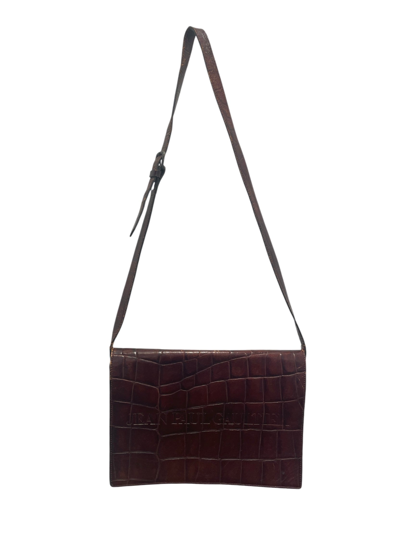 Jean Paul Gaultier/Cross Body Bag/Leather/BRW/CROC PRINT W/ BRANDING BAG view 1