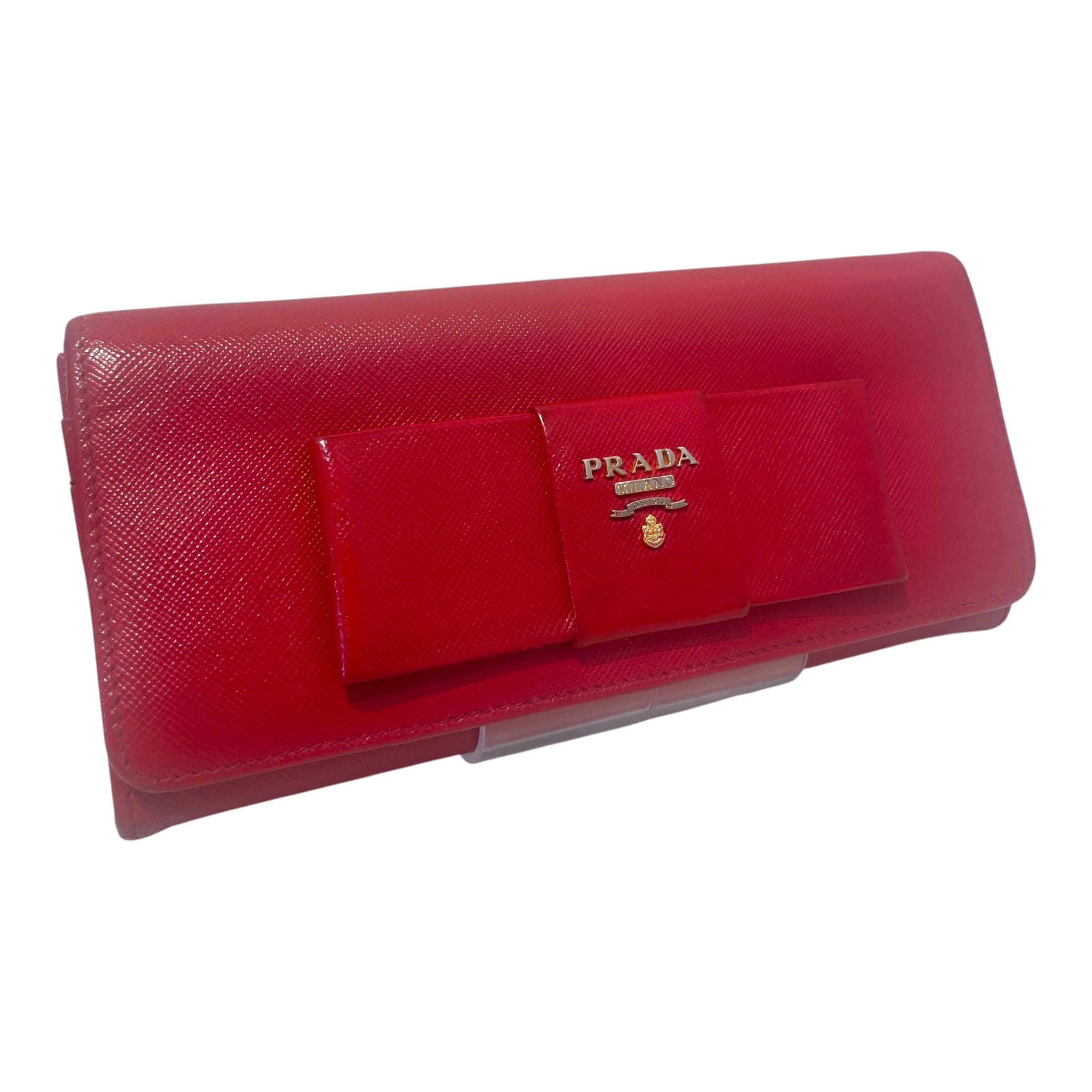 PRADA/Long Wallet/Leather/RED/L's/Saffiano Bow Continental Long view 1