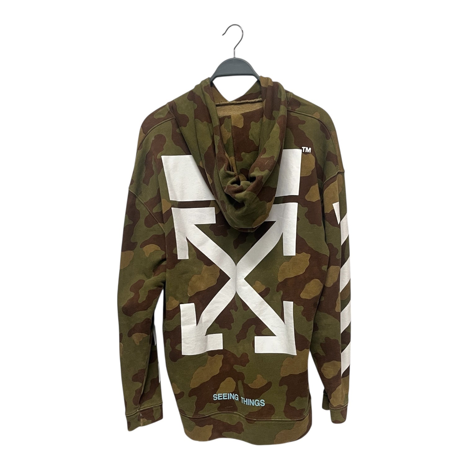 OFF-WHITE/Hoodie/XS/Camouflage/Cotton/GRN/ARROW LOGO ON BACK view 2