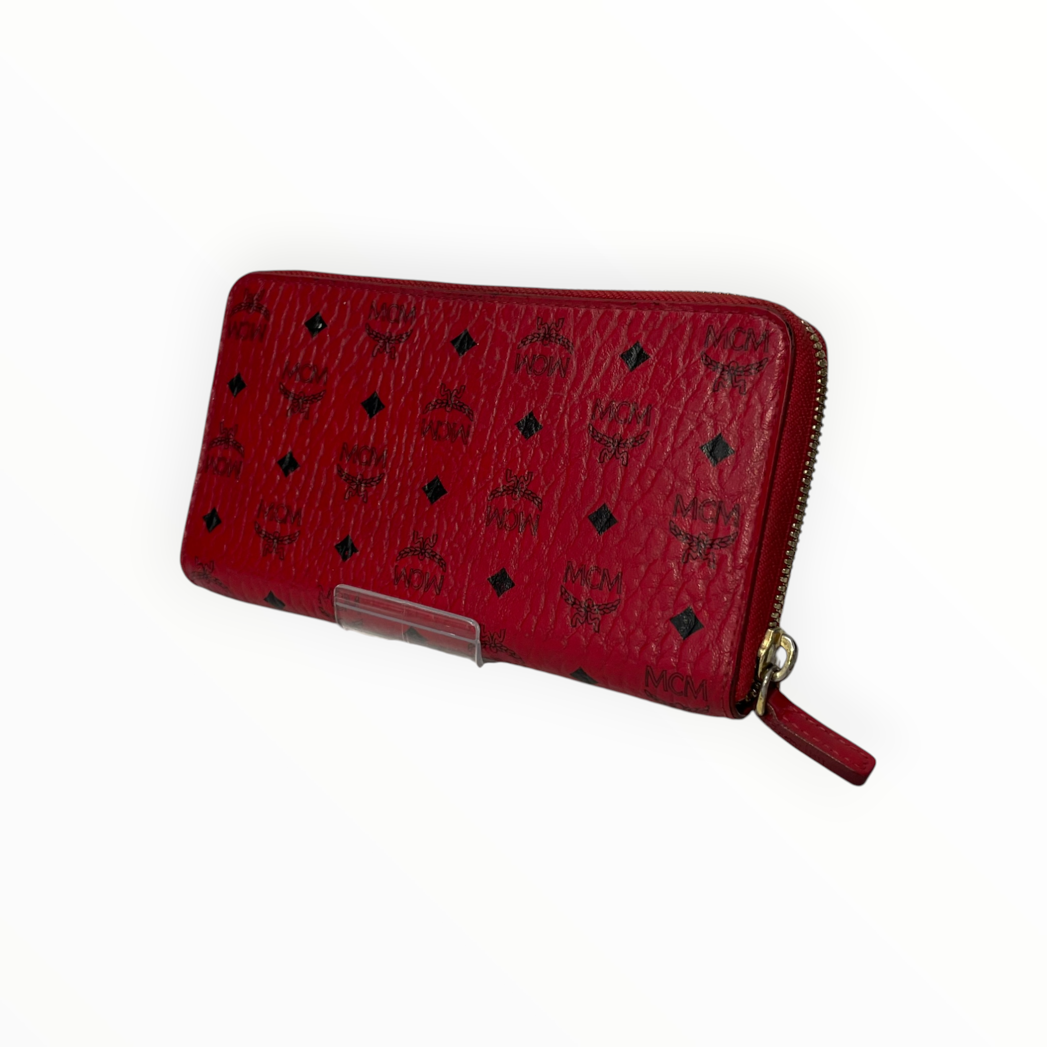 MCM/Long Wallet/Monogram/Leather/RED/L's/Textured Leather Zip-around view 1