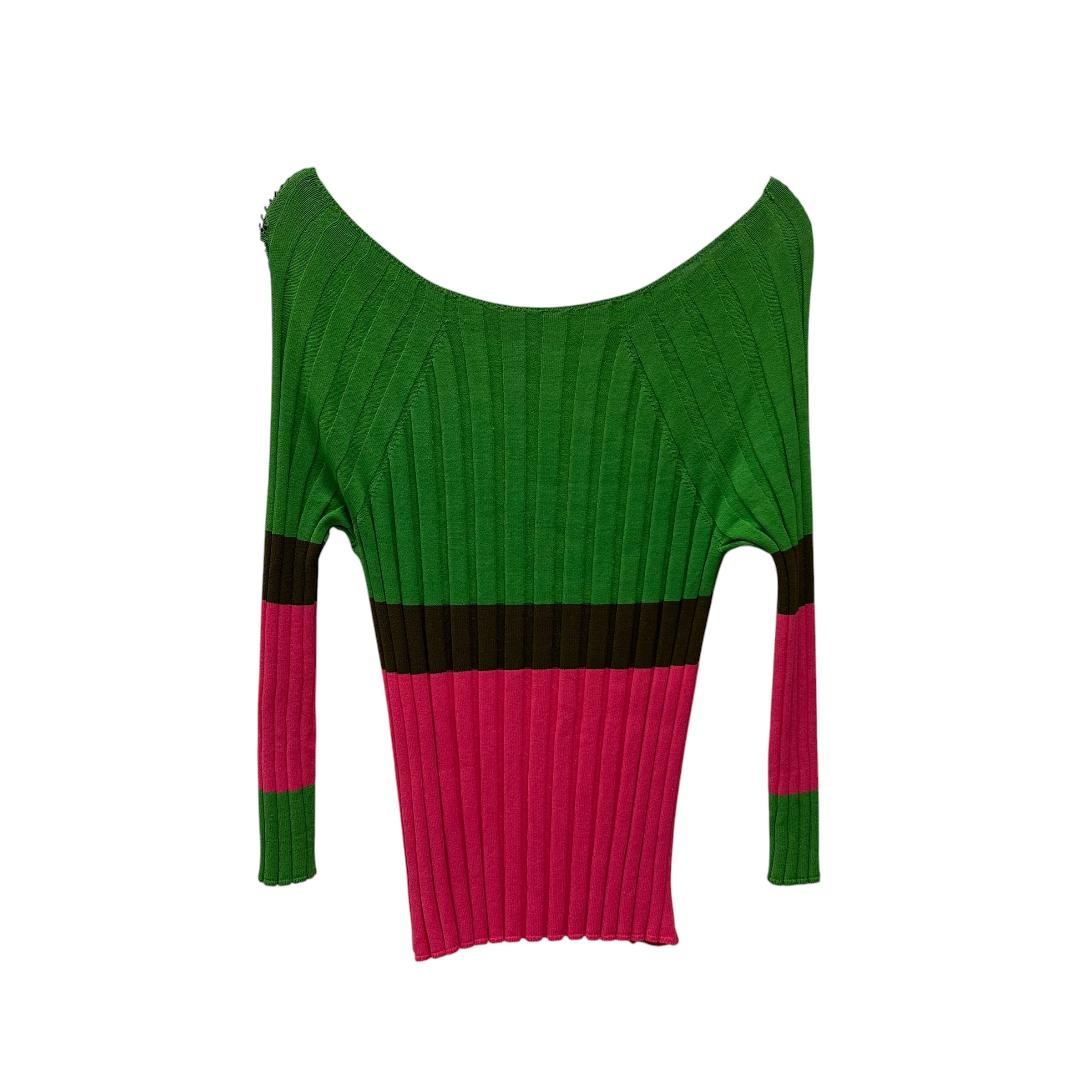 PLEATS PLEASE ISSEY MIYAKE/Sweater/Cotton/MLT/GRN BRN PNK BOAT NECK view 2