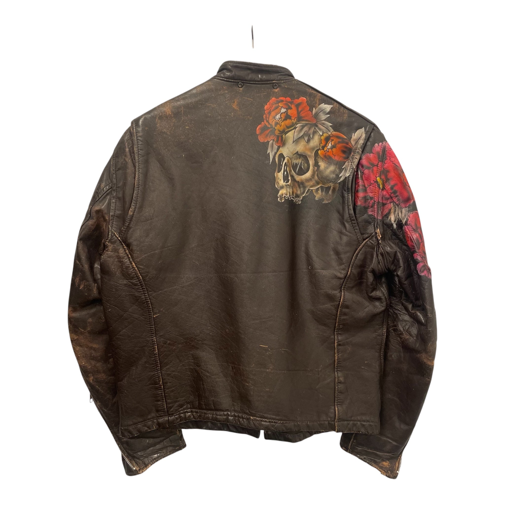 CHINA WALL/Leather Jkt/Leather/BRW/All Over Print/SKULL WITH ROSES view 2