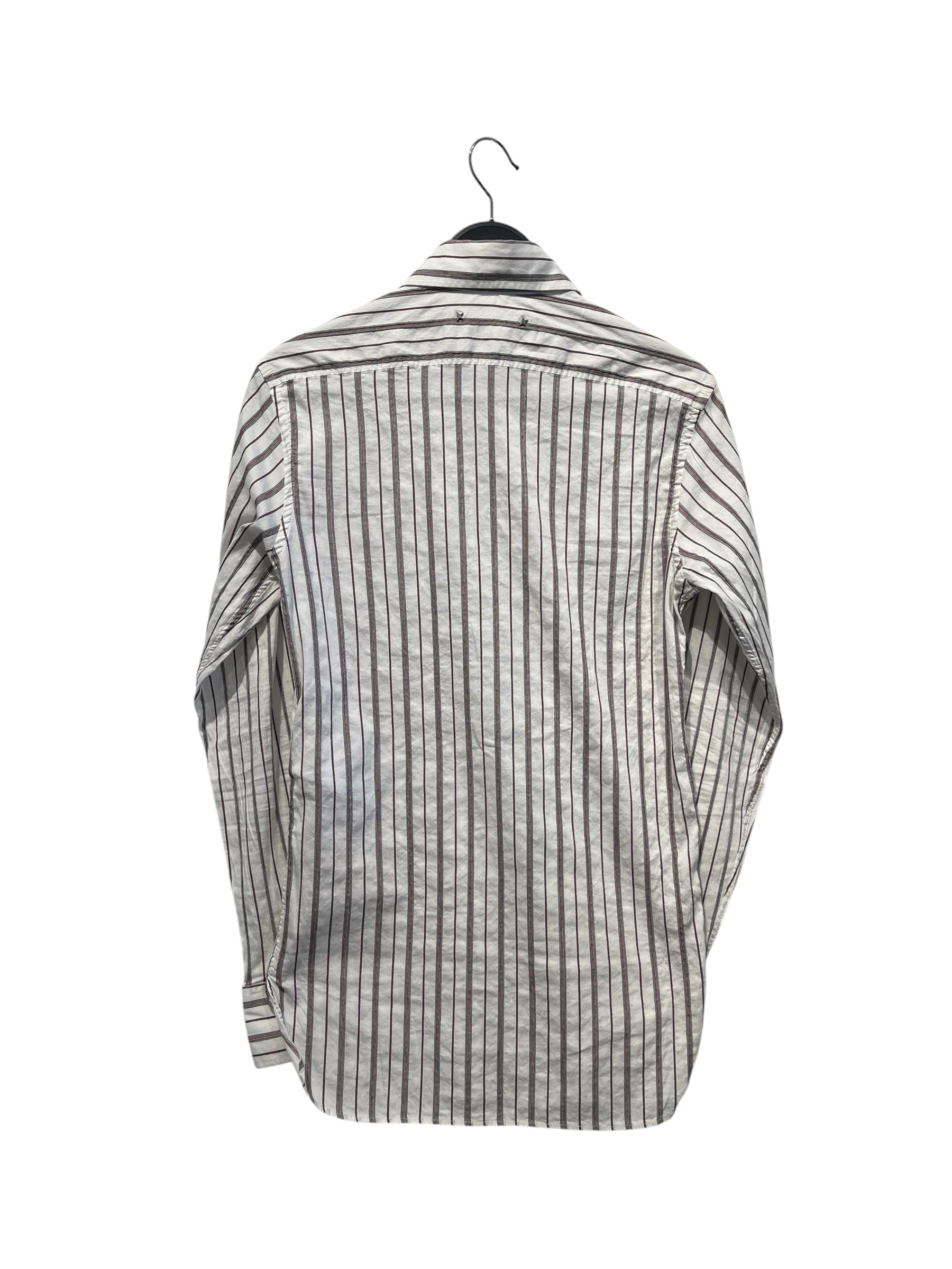 GOLDEN GOOSE/LS Shirt/XS/Cotton/WHT/Stripe/red/black w white buttons view 2