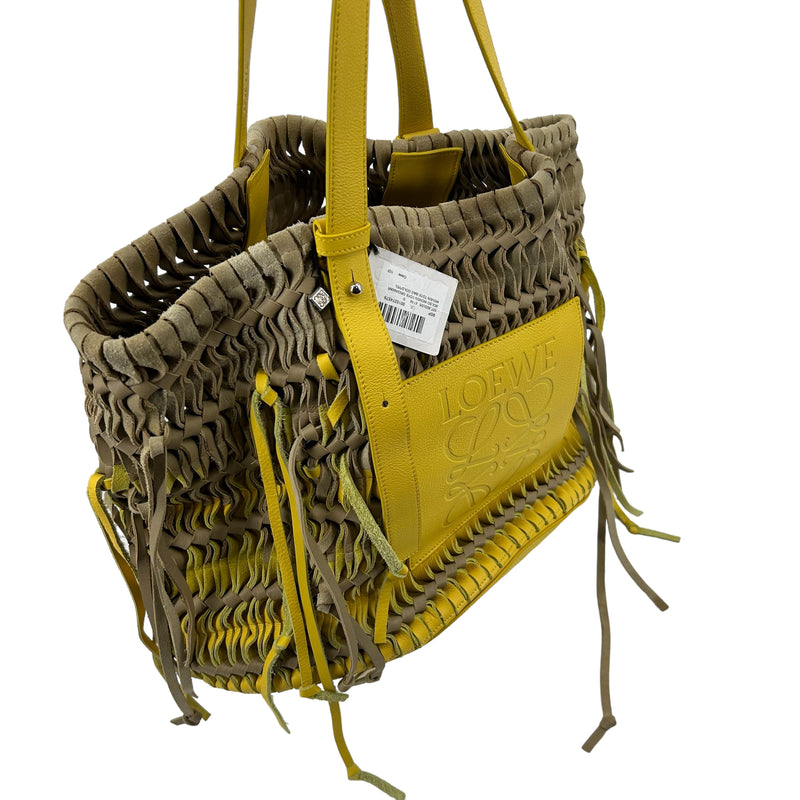 LOEWE/Bolso/WovenTote Bag/Yellow/Leather/