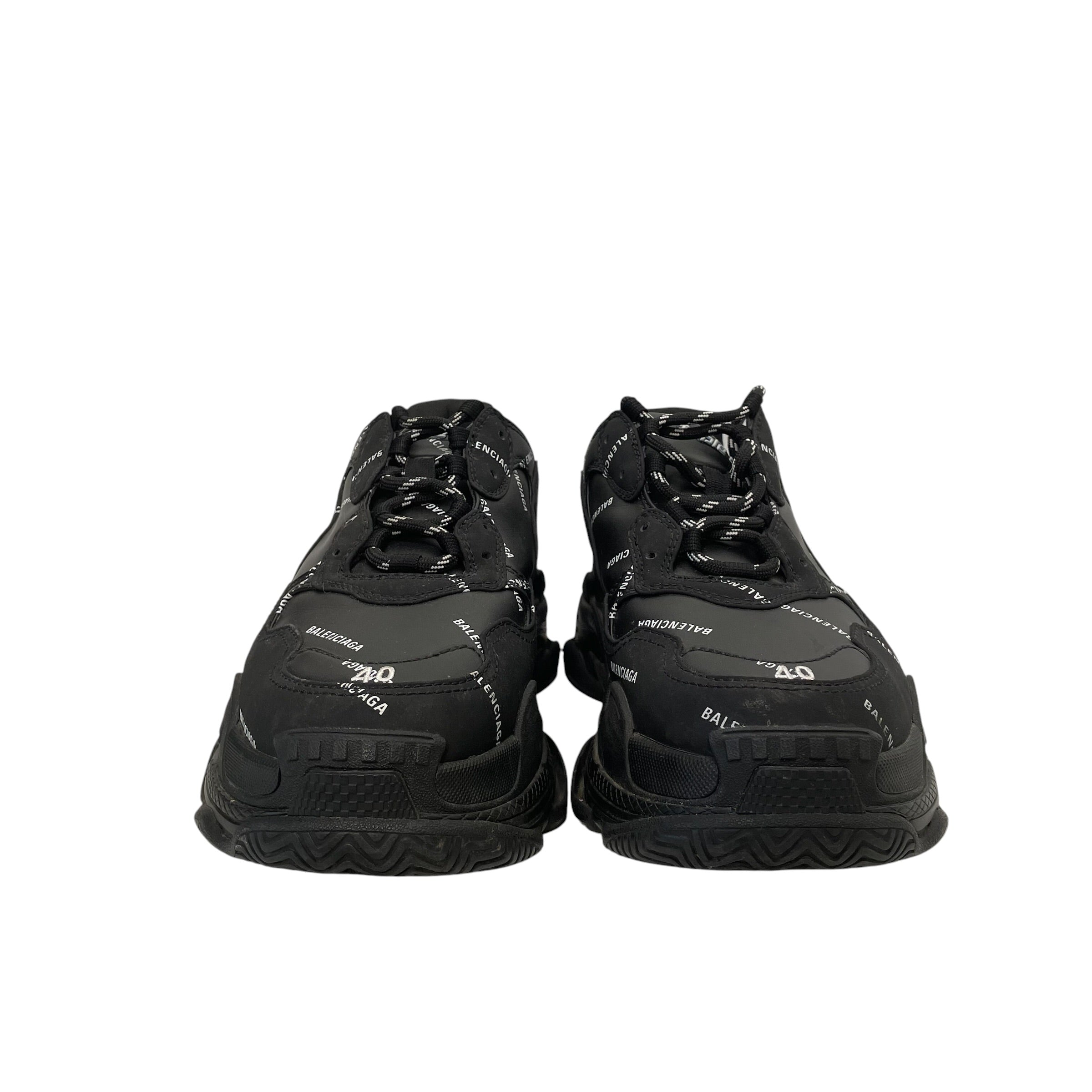 BALENCIAGA/Low-Sneakers/US 7/All Over Print/BLK/triple s logo all over view 3
