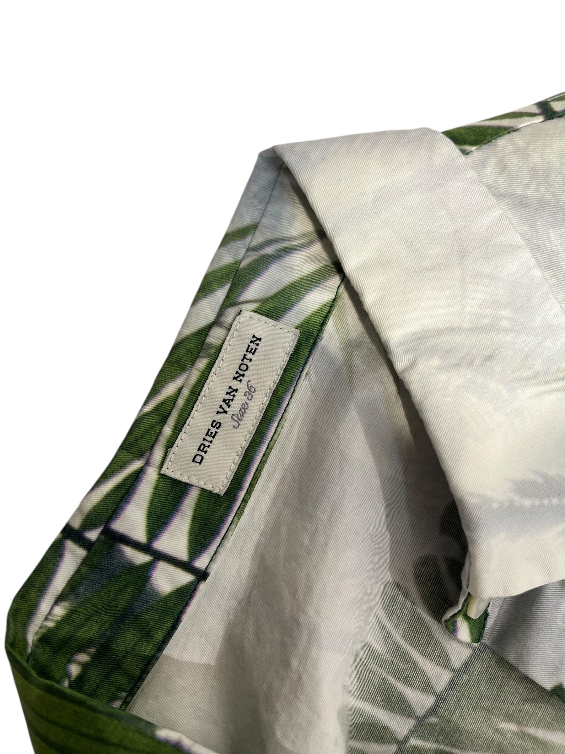 DRIES VAN NOTEN/SS Shirt/36/Cotton/WHT/Floral Pattern/FOREST TREES WAIST STRINGS view 3