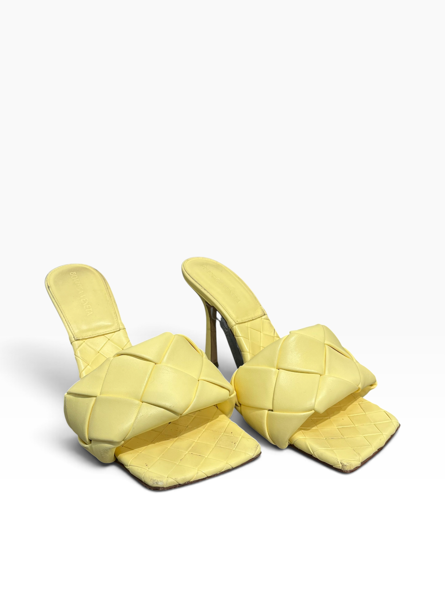 BOTTEGA VENETA/Heels/US 8/Leather/YEL/Square-Toe/INTRECCIATO-WOVEN UPPER view 1
