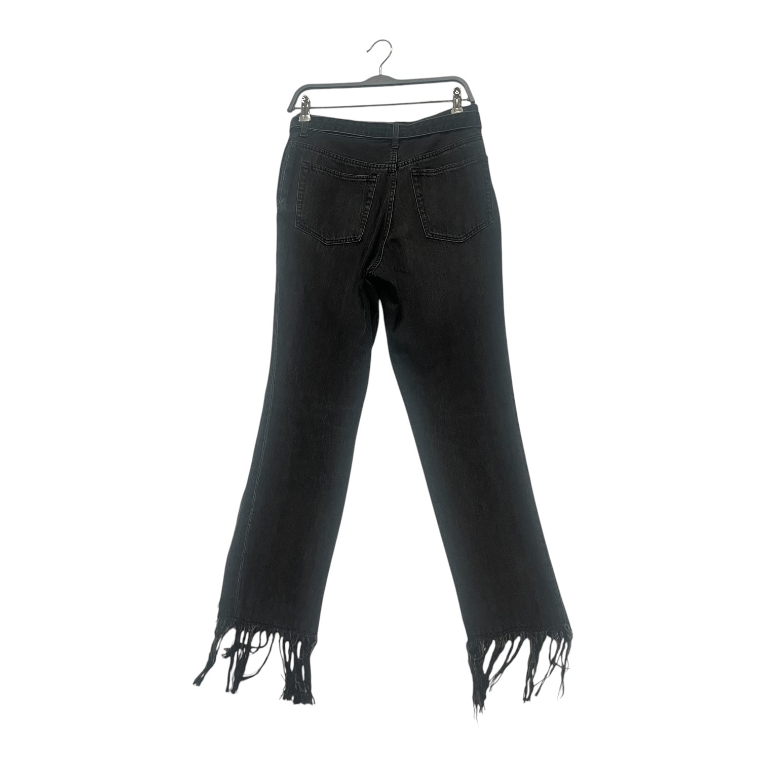Sacai/Straight Pants/2/Denim/BLK/BLUE FRONT / RAW HEM / BELT view 2