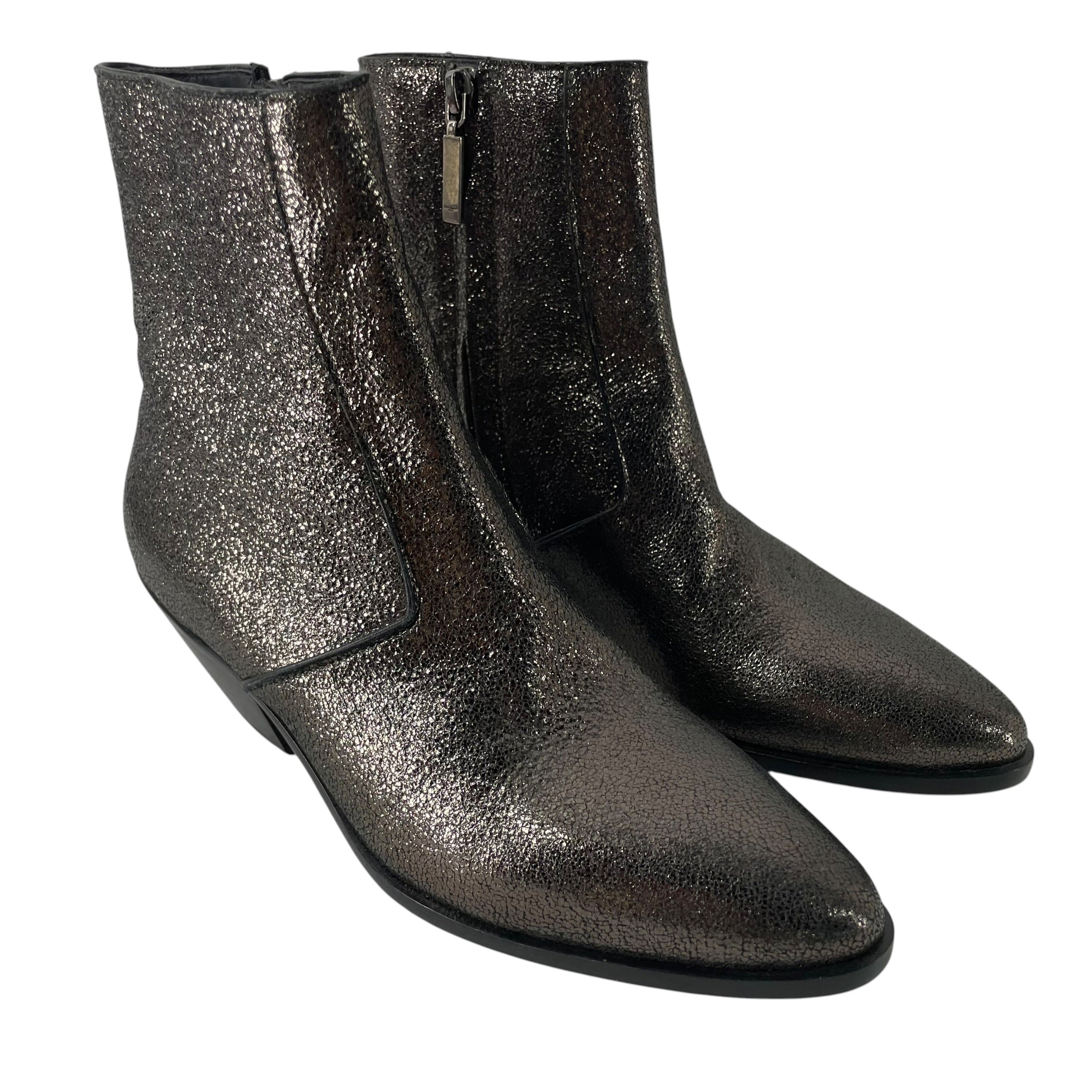 SAINT LAURENT/Ankle Boots/EU 36.5/Leather/SLV/RO549217 GLITTER WYATT view 1