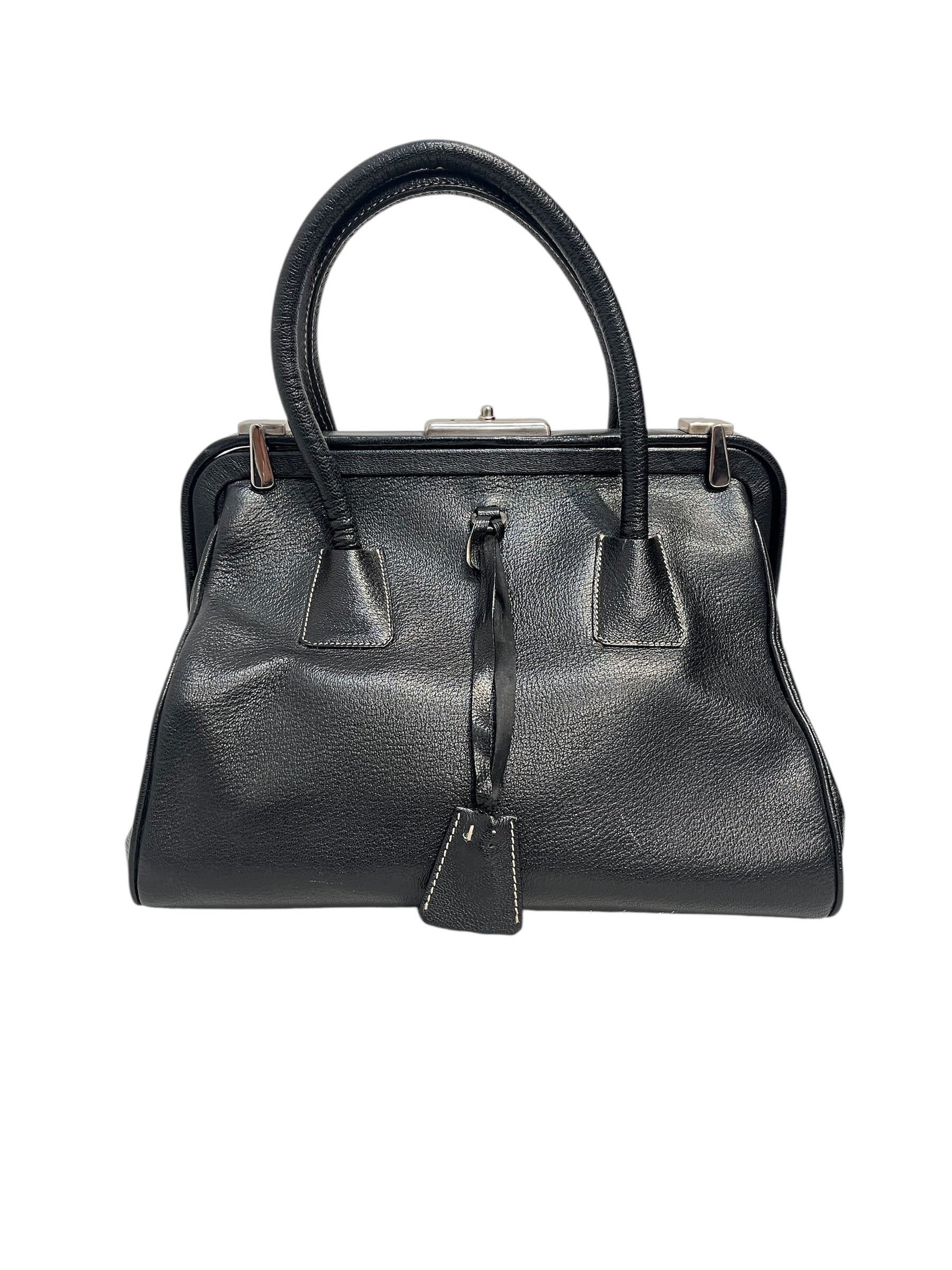 PRADA/Bag/Leather/BLK/DOCTOR BAG MADRASCERNIERA view 1