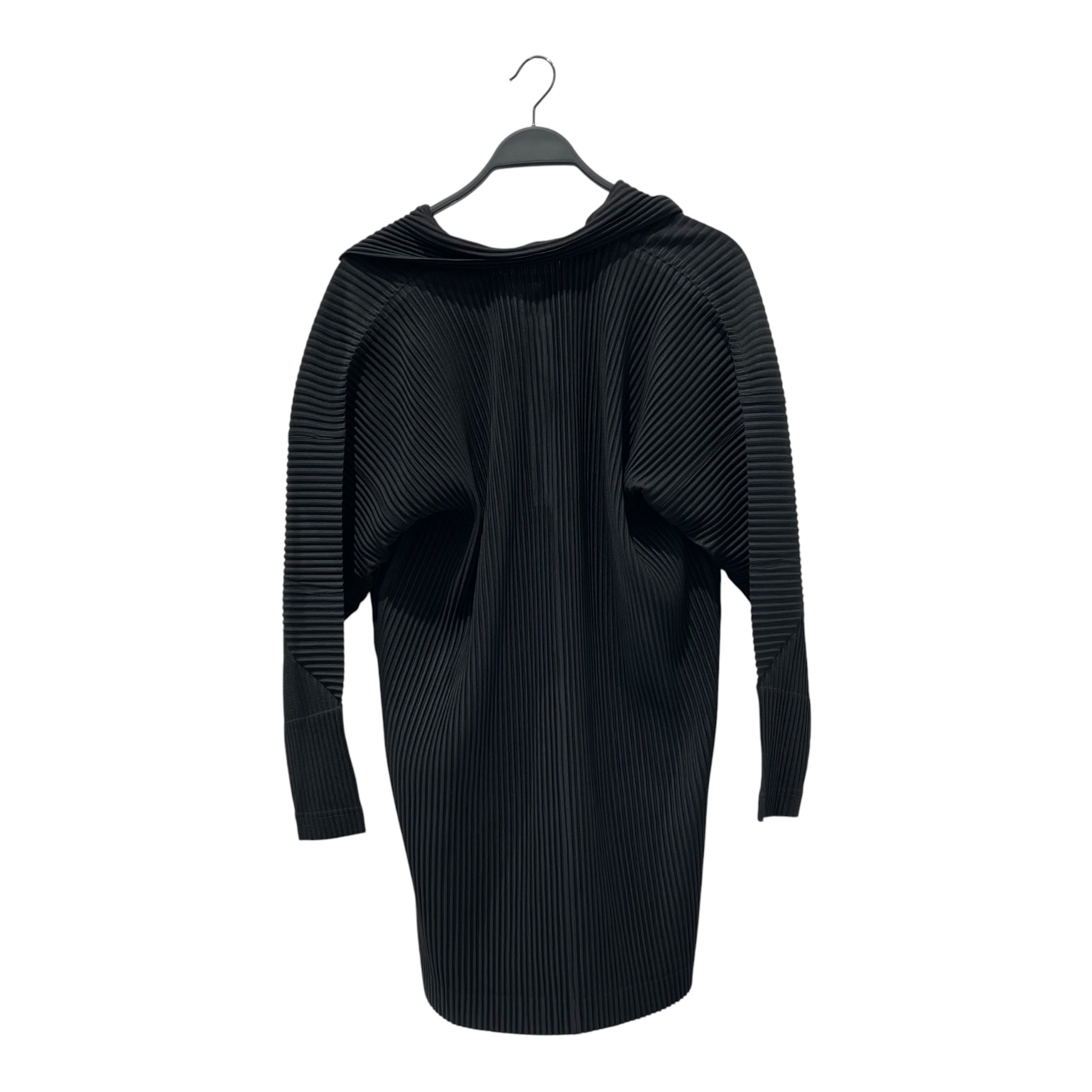 HOMME PLISSE ISSEY MIYAKE/Polo Shirt/2/Polyester/BLK/PLAIN PLEATED LS POLO view 2