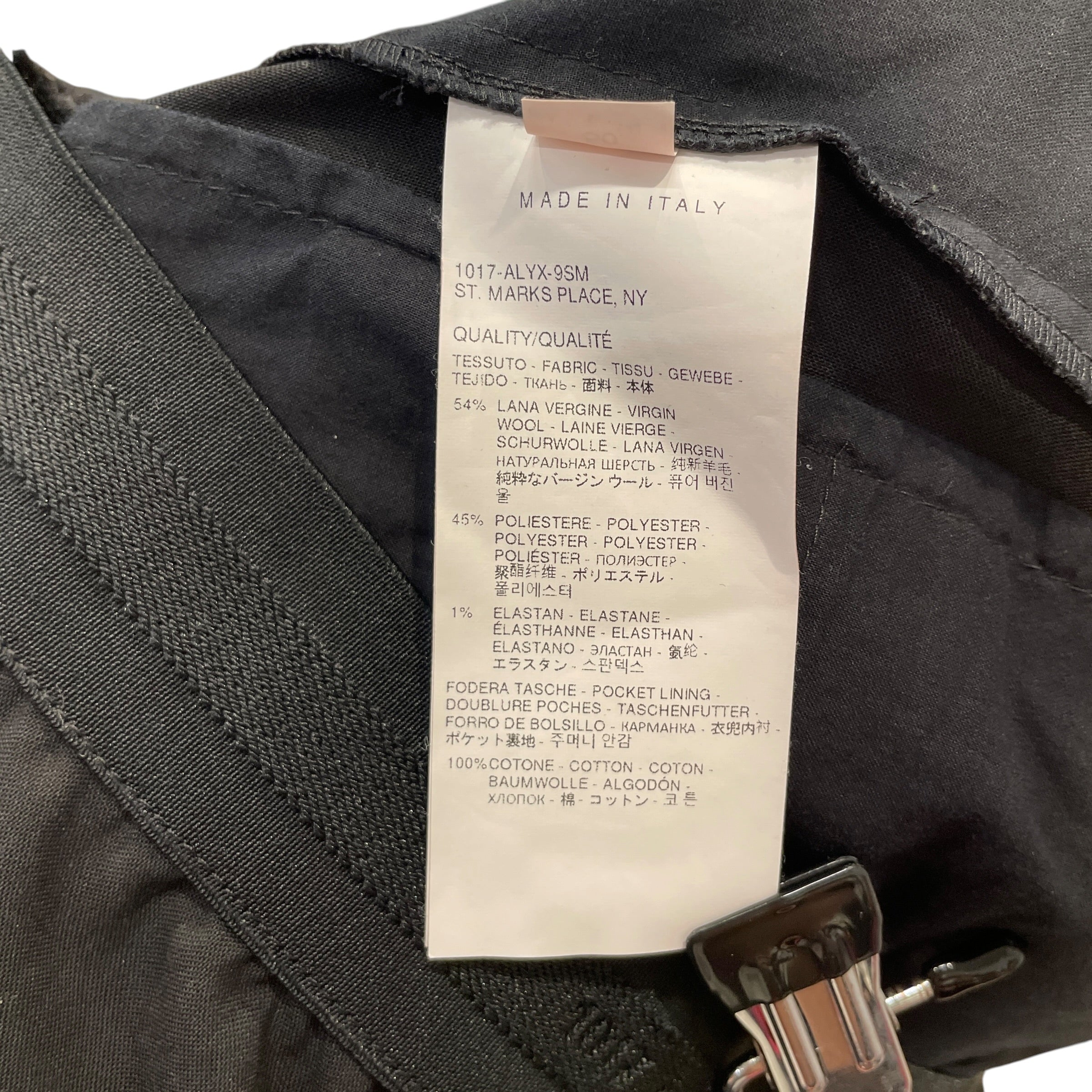 1017 ALYX 9SM(ALYX)/Slacks/50/Wool/BLK/BUCKLE BELT view 4