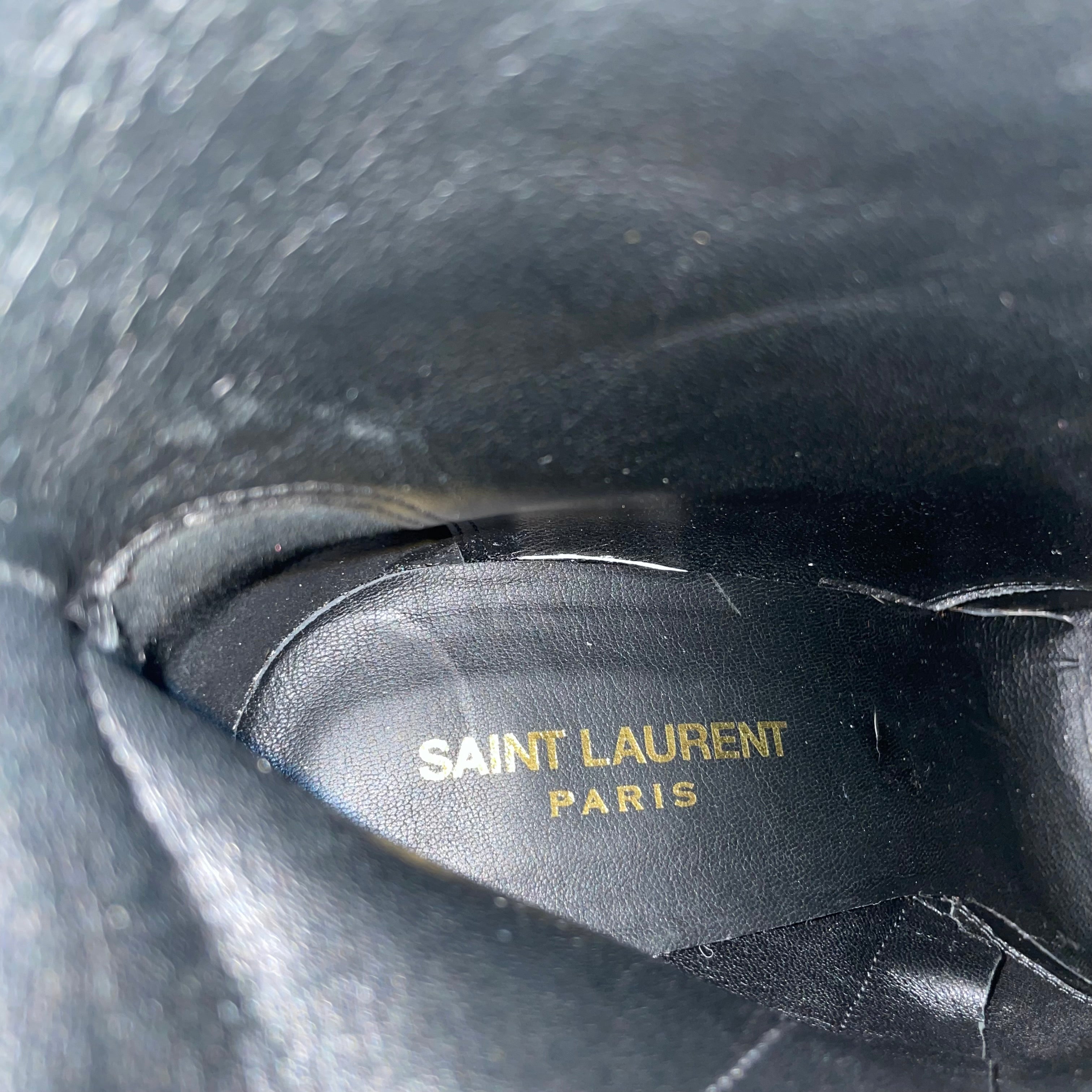 YVES SAINT LAURENT/Long Boots/US 6.5/Leather/BLK/YSL LONG BOOT BLK GLD HEEL view 3