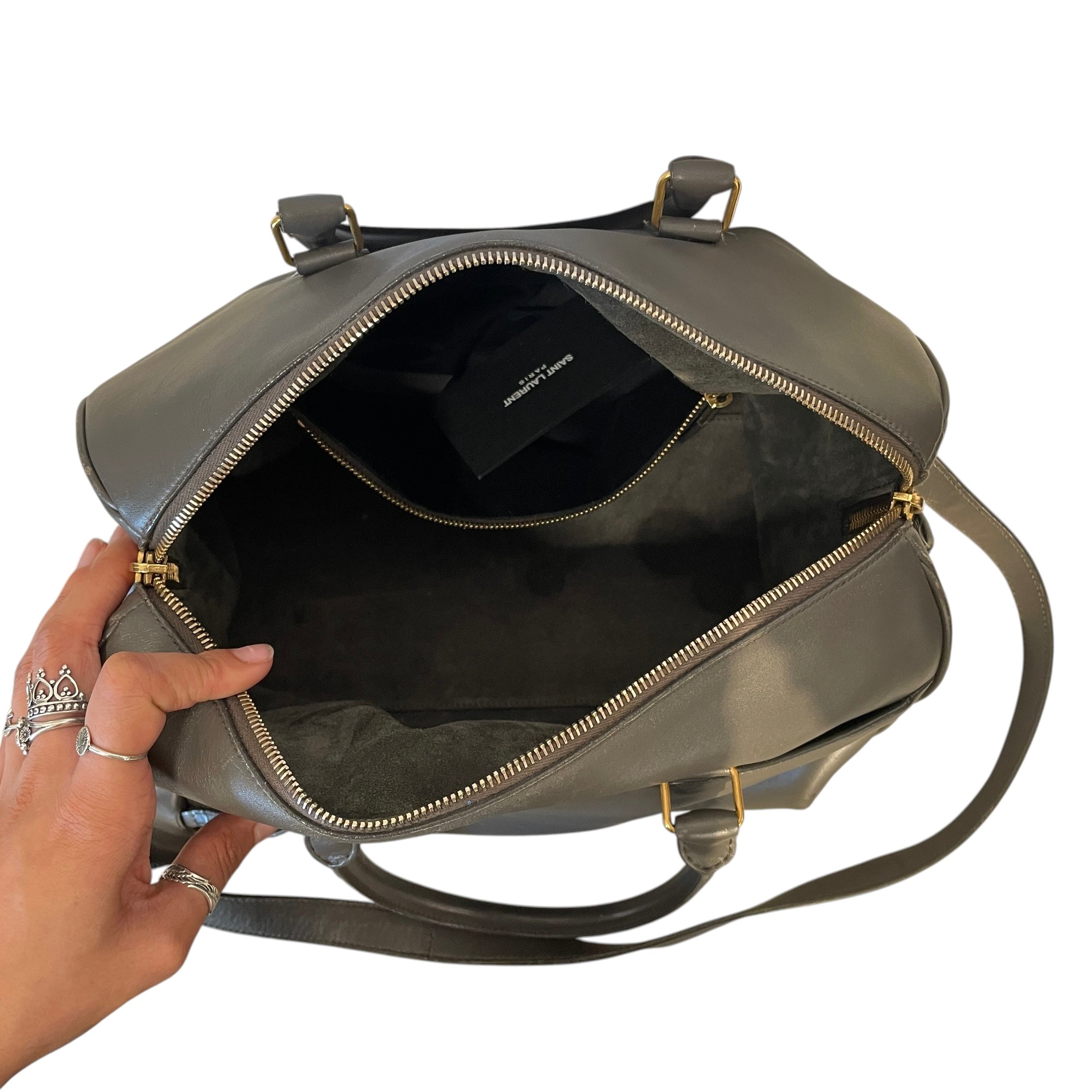 SAINT LAURENT/Hand Bag/Leather/GRY/LEATHER CLASSIC DUFFLE view 4