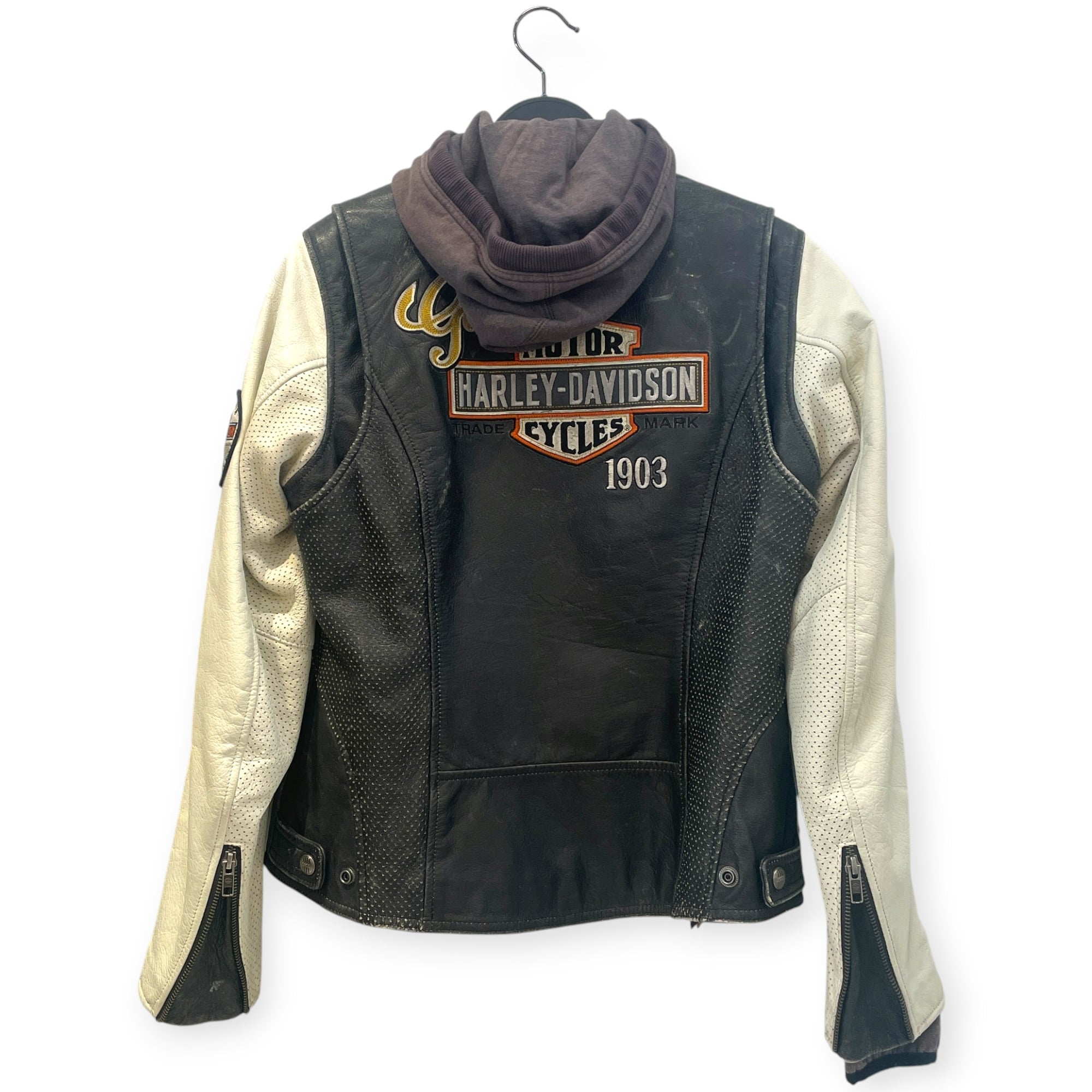 HARLEY DAVIDSON/Leather Jkt/S/Leather/WHT/leather jackt with hoodie view 2