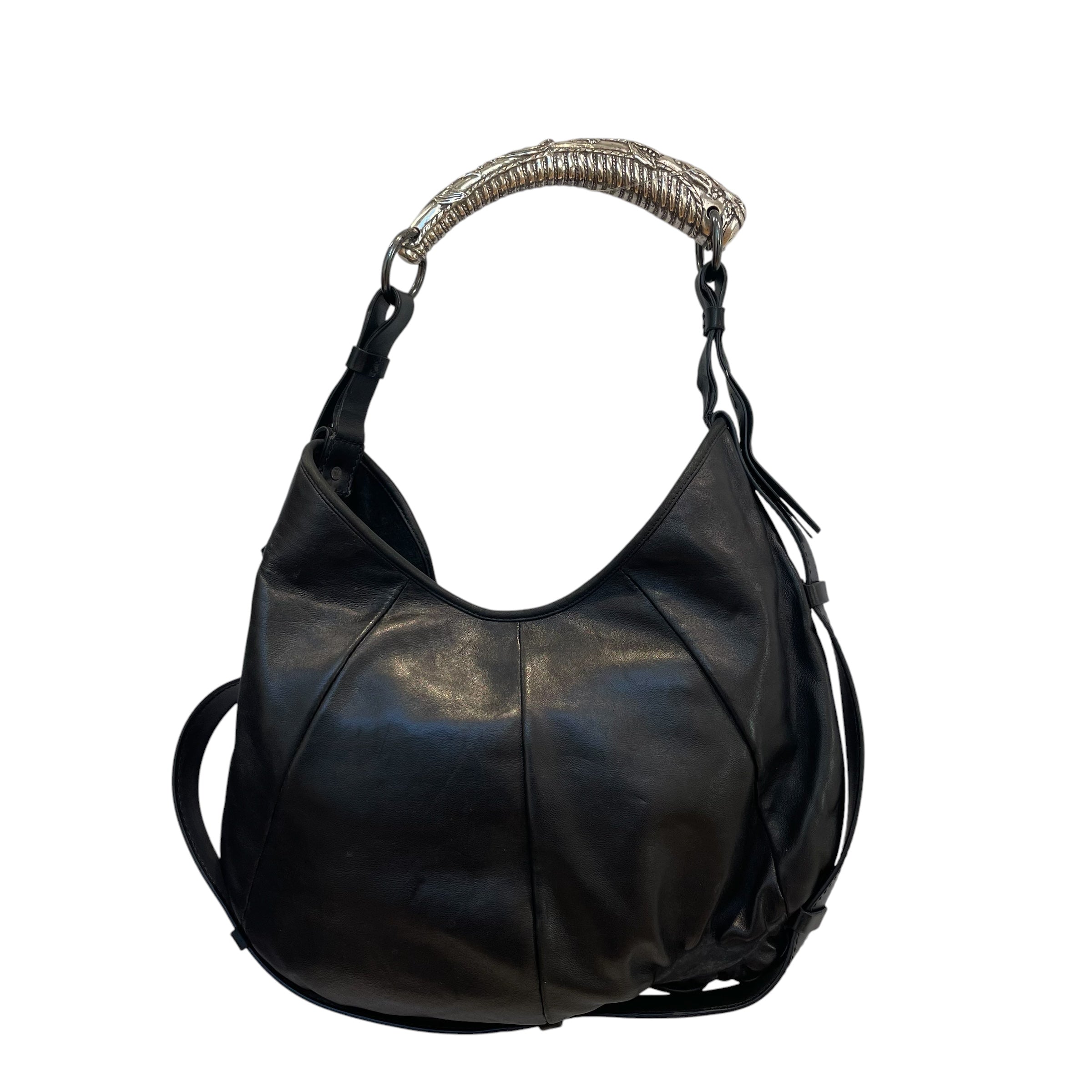 YVES SAINT LAURENT/Hand Bag/Leather/BLK/VINTAGE Y2K MOMBASA view 2