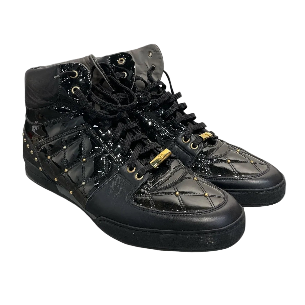 VERSACE/Boots/EU 46/Leather/BLK/PATENT LEATHER MEDUSA BOOTS view 1