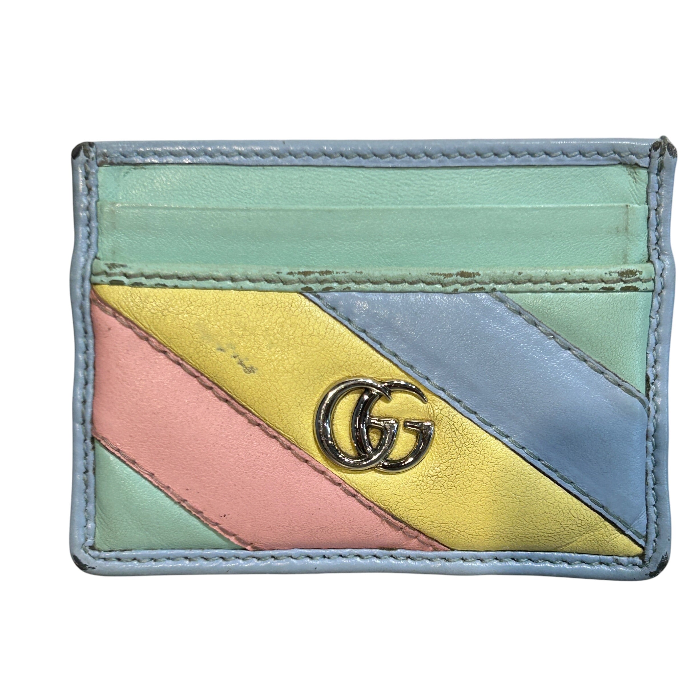 GUCCI/Wallet/Stripe/Leather/MLT/Multicolor Pastel Cardholder view 1