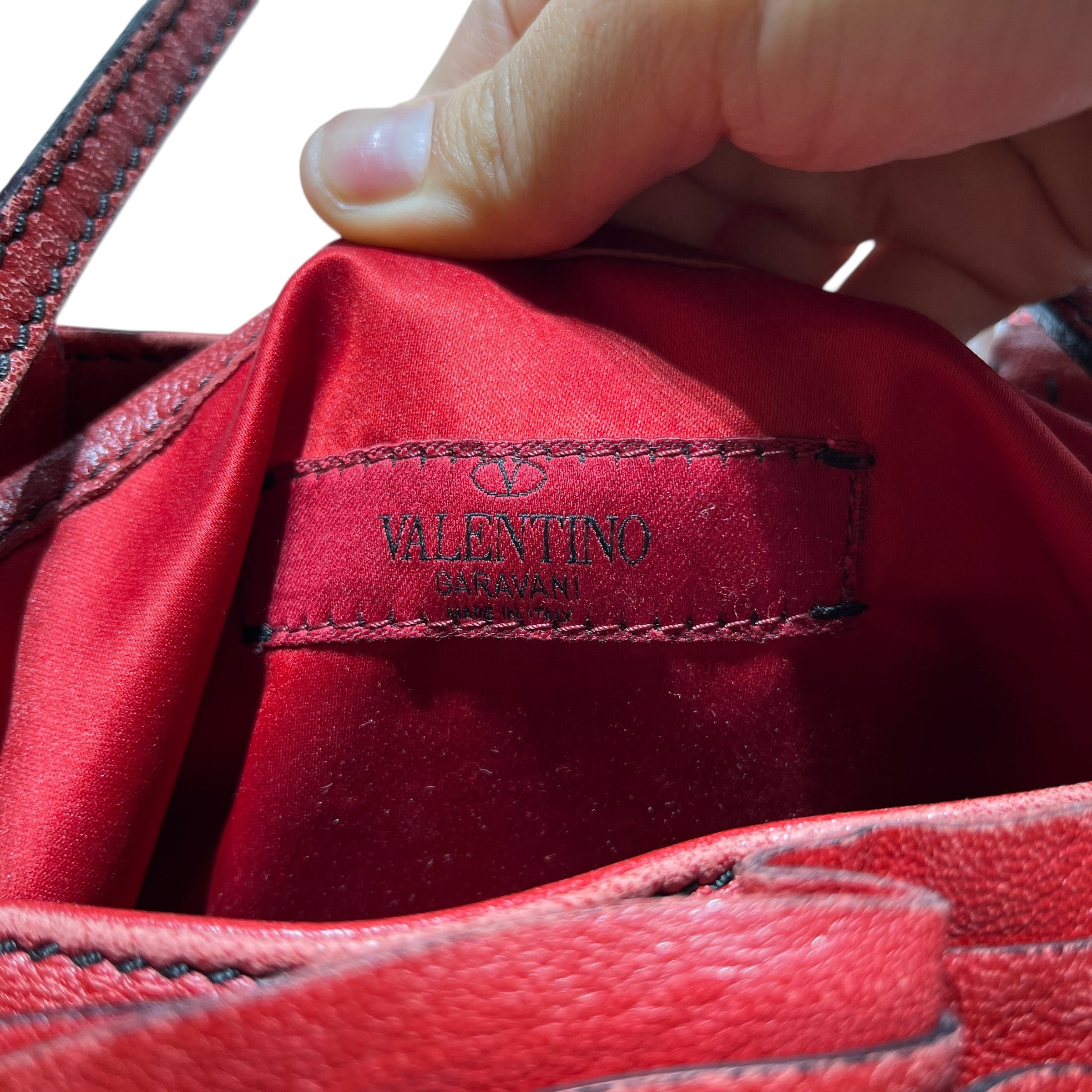 VALENTINO GARAVANI/Hand Bag/Leather/RED/Flower Design tote view 3