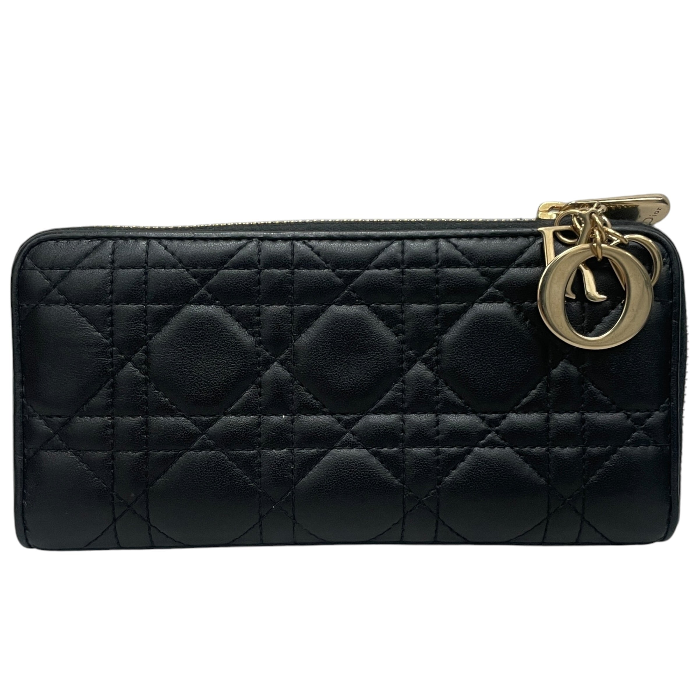 Christian Dior/Long Wallet/Leather/BLK/L's/LADY DIOR VOYAGEUR view 1