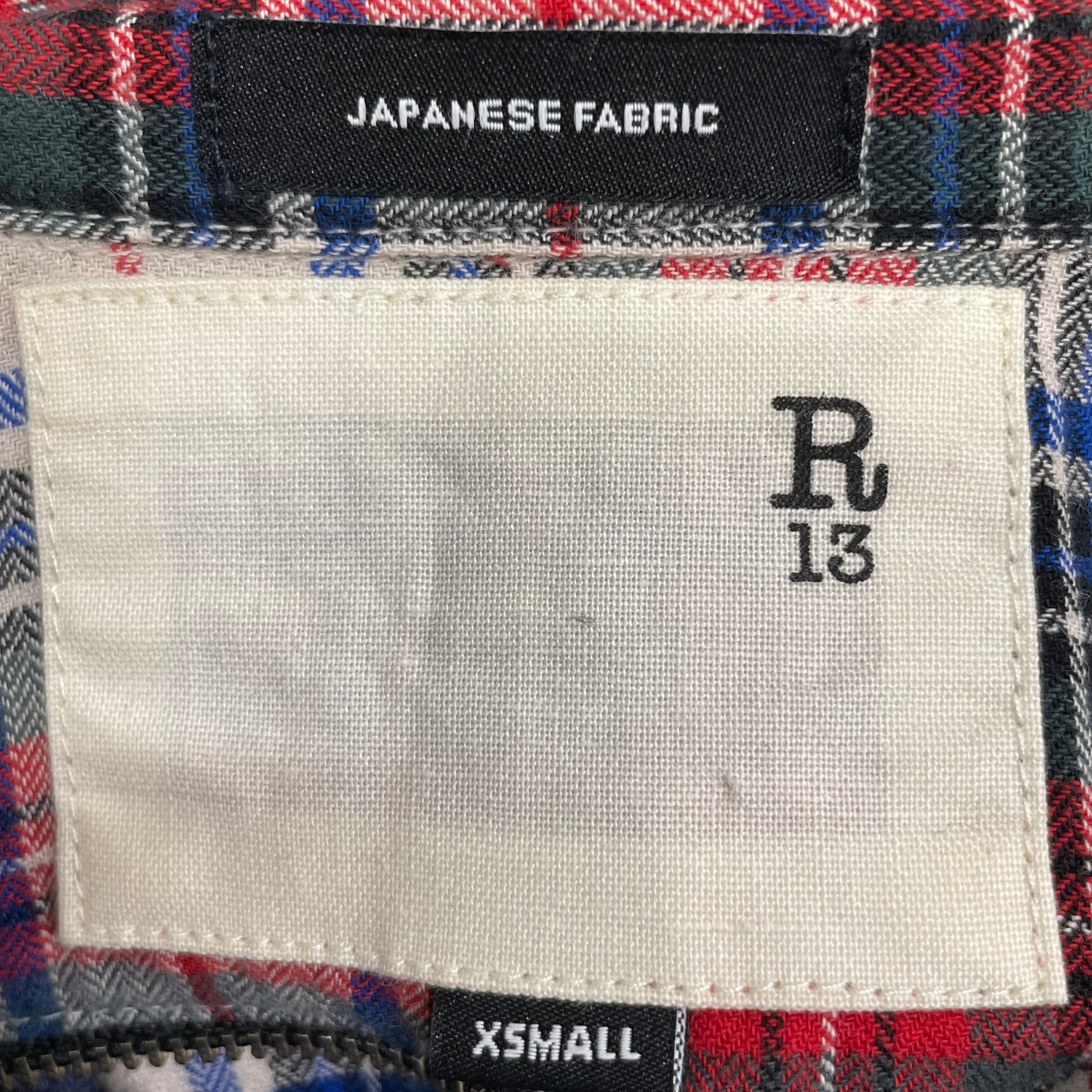 R13/Flannel Shirt/XS/Plaid/Cotton/RED/PLAID/BACK ZIPP/CRM/BLU/GRN view 6