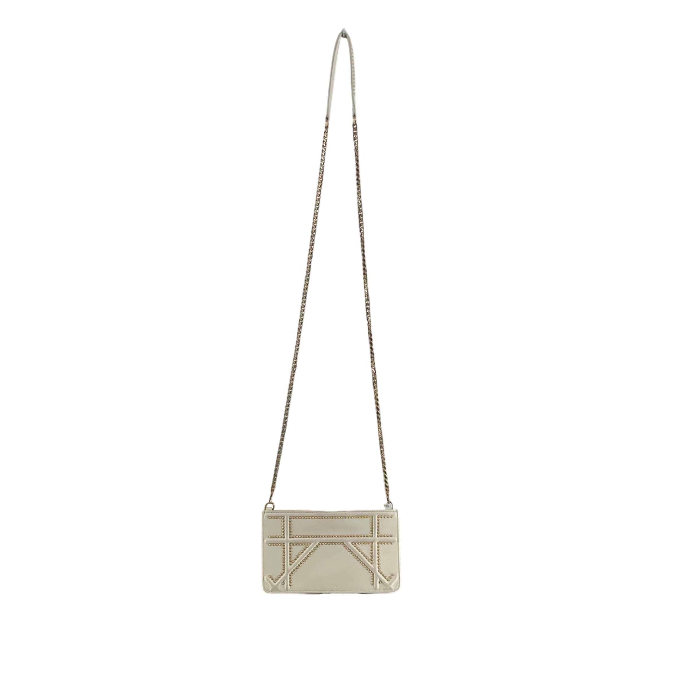 Christian Dior/Cross Body Bag/Leather/WHT/GOLD STUD HARDWARE view 2