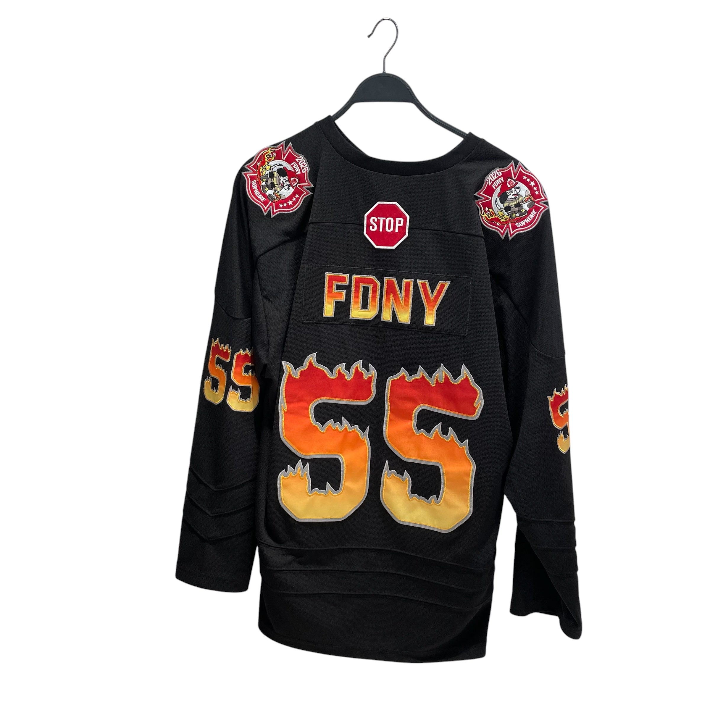 Supreme/Heavy Sweater/L/All Over Print/Polyester/BLK/Oversize/FDBNY HOCKEY JERSEY view 2