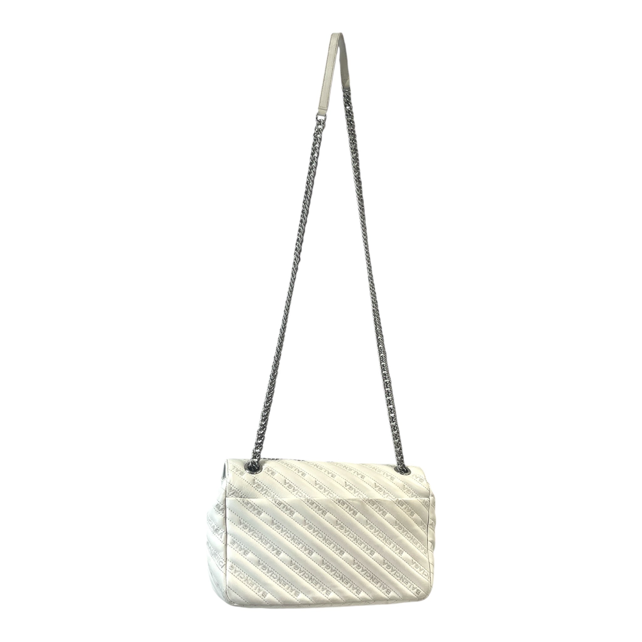 BALENCIAGA/Clutch Bag/Leather/WHT/BB CHAIN ROUND MEDIUM view 2