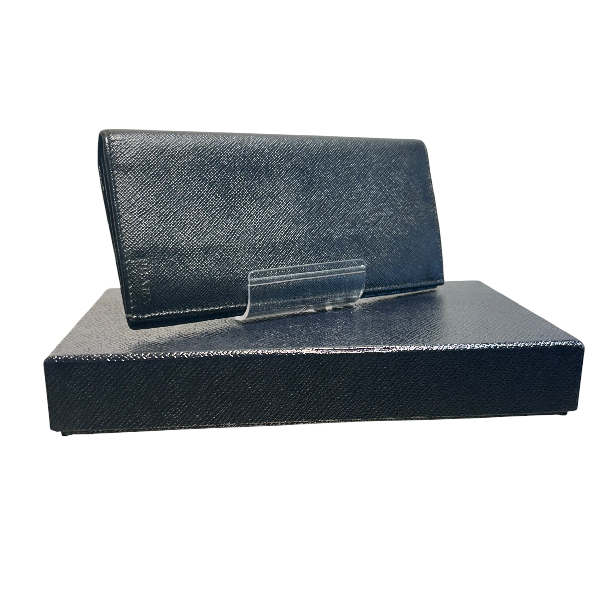 PRADA/Bifold Wallet/Leather/BLK/Bifold Long Wallet view 7