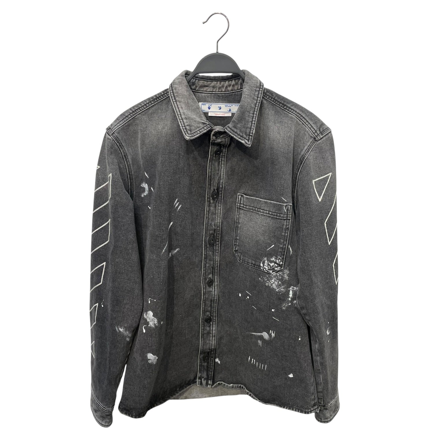 OFF-WHITE/Denim Jkt/XL/Denim/GRY/diagonal stripe shirt jacket view 1