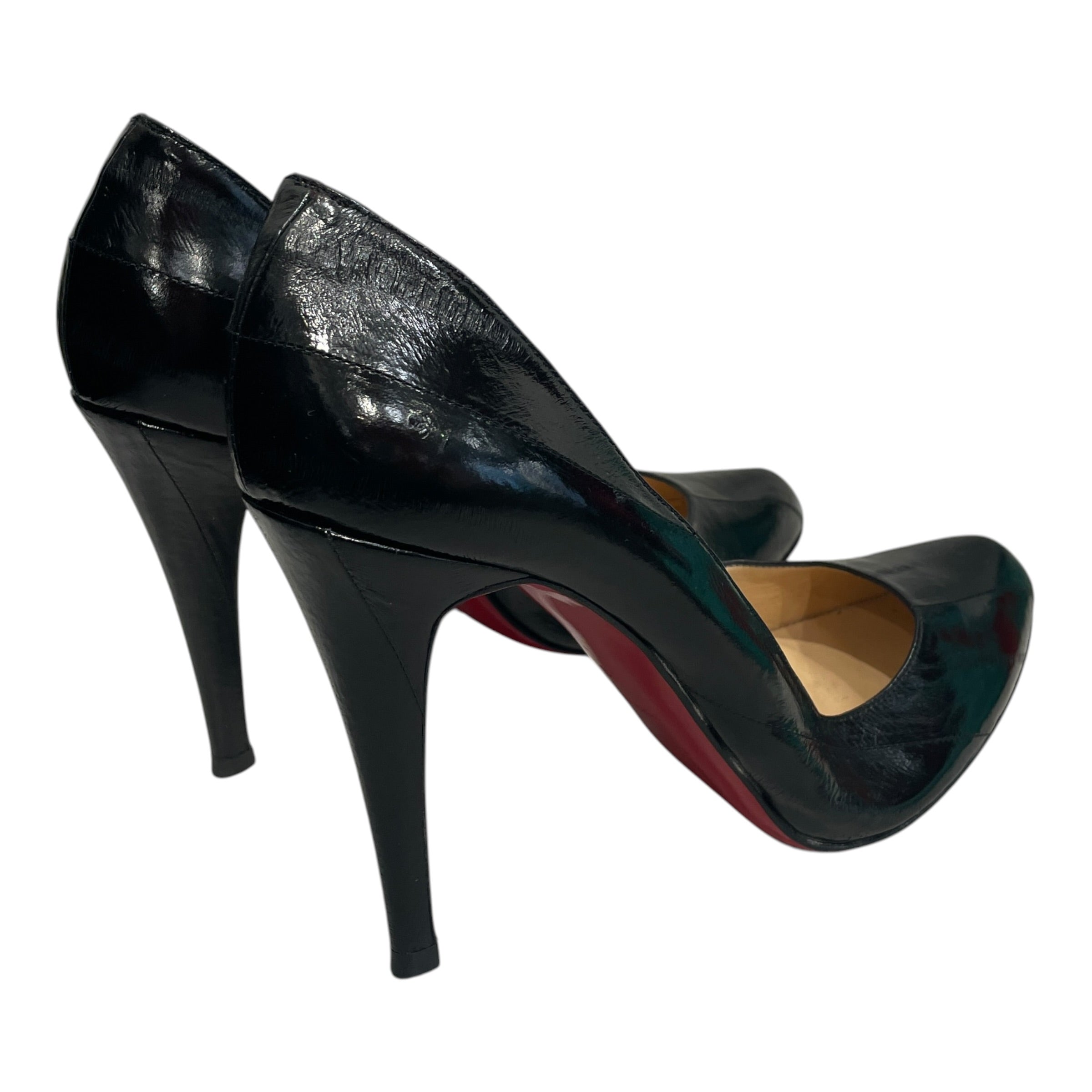 Christian Louboutin/Heels/EU 41/Leather/BLK/PATENT VAGUE EMBOSSED STRIPES view 2
