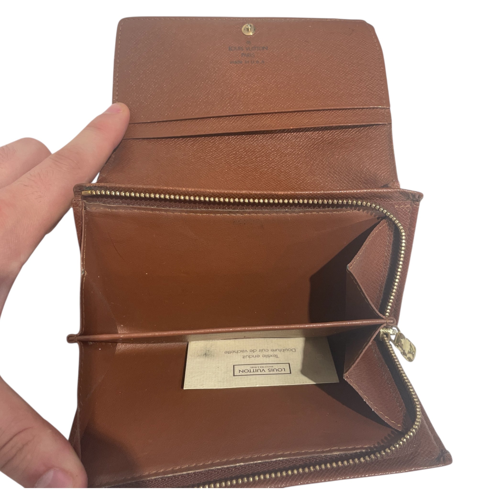 LOUIS VUITTON/Bifold Wallet/Monogram/Leather/BRW/Monogram Porte Monnaie Tresos view 3
