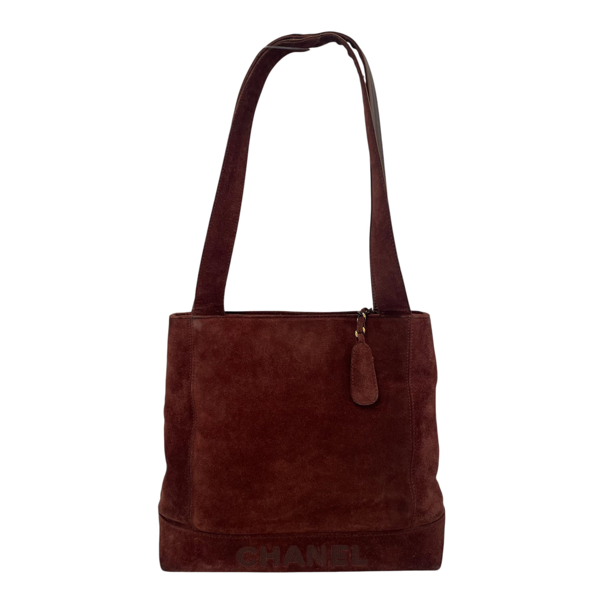 CHANEL/Hand Bag/Border/Suede/BRD/BROWNLEATHERHANDLE view 1