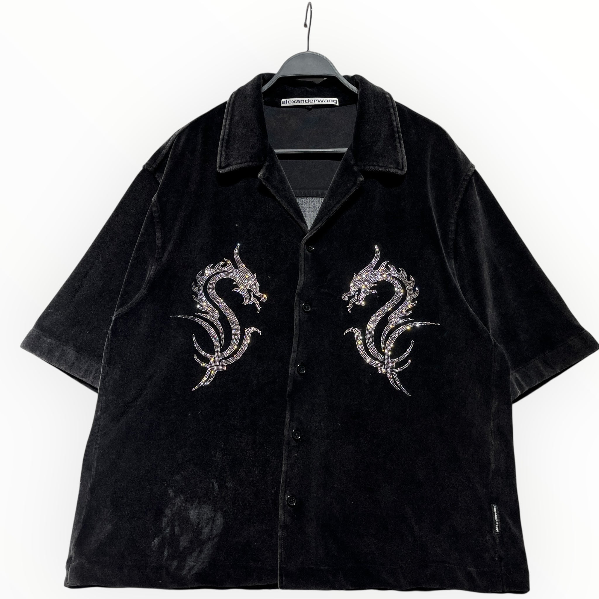 Alexander Wang/SS Shirt/M/Velour/BLK/Rhinstone Dragon Velour view 1