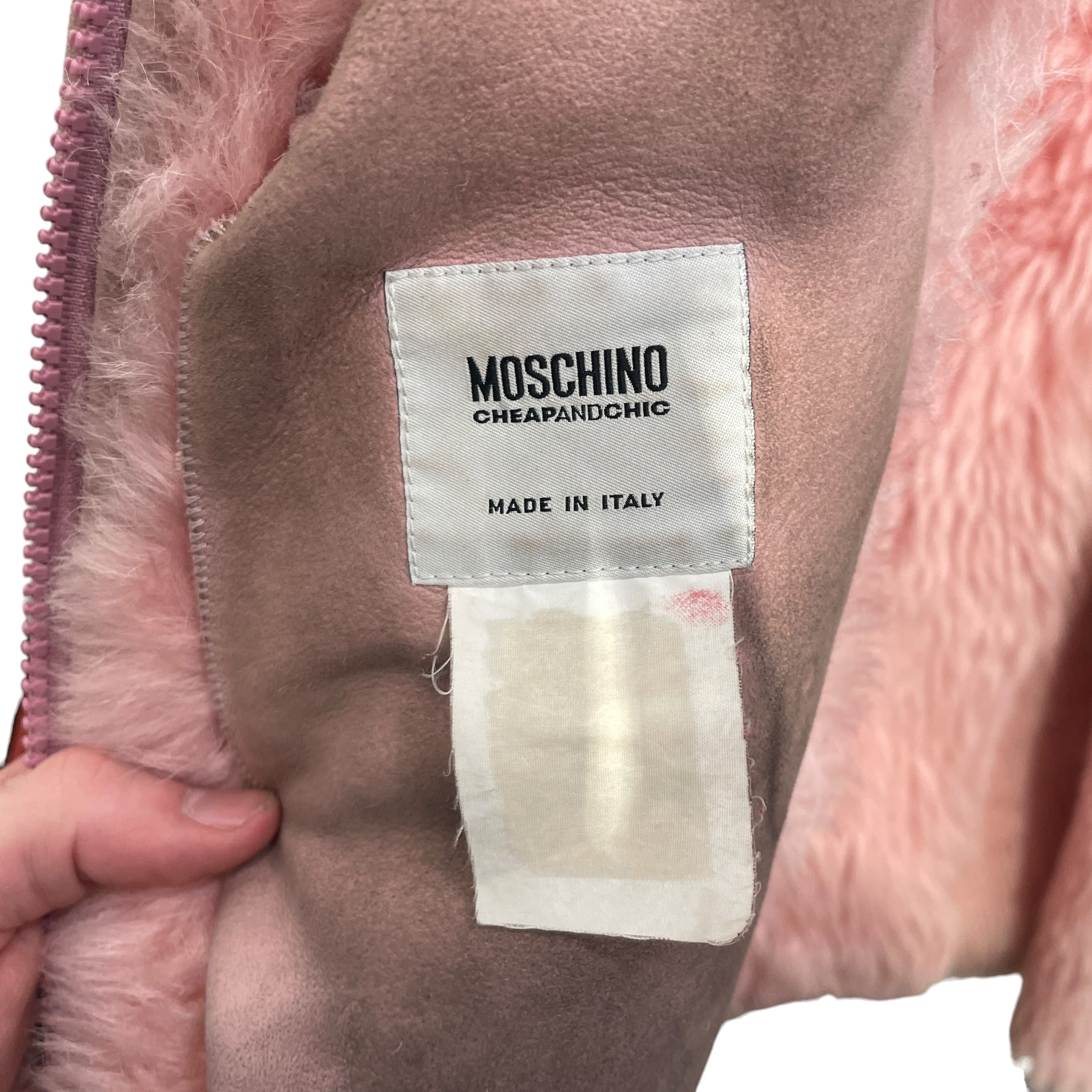 MOSCHINO CHEAP & CHIC/Jacket/OS/Suede/PNK/MOS C+C SUEDE FAUX FUR PNK FLO view 3