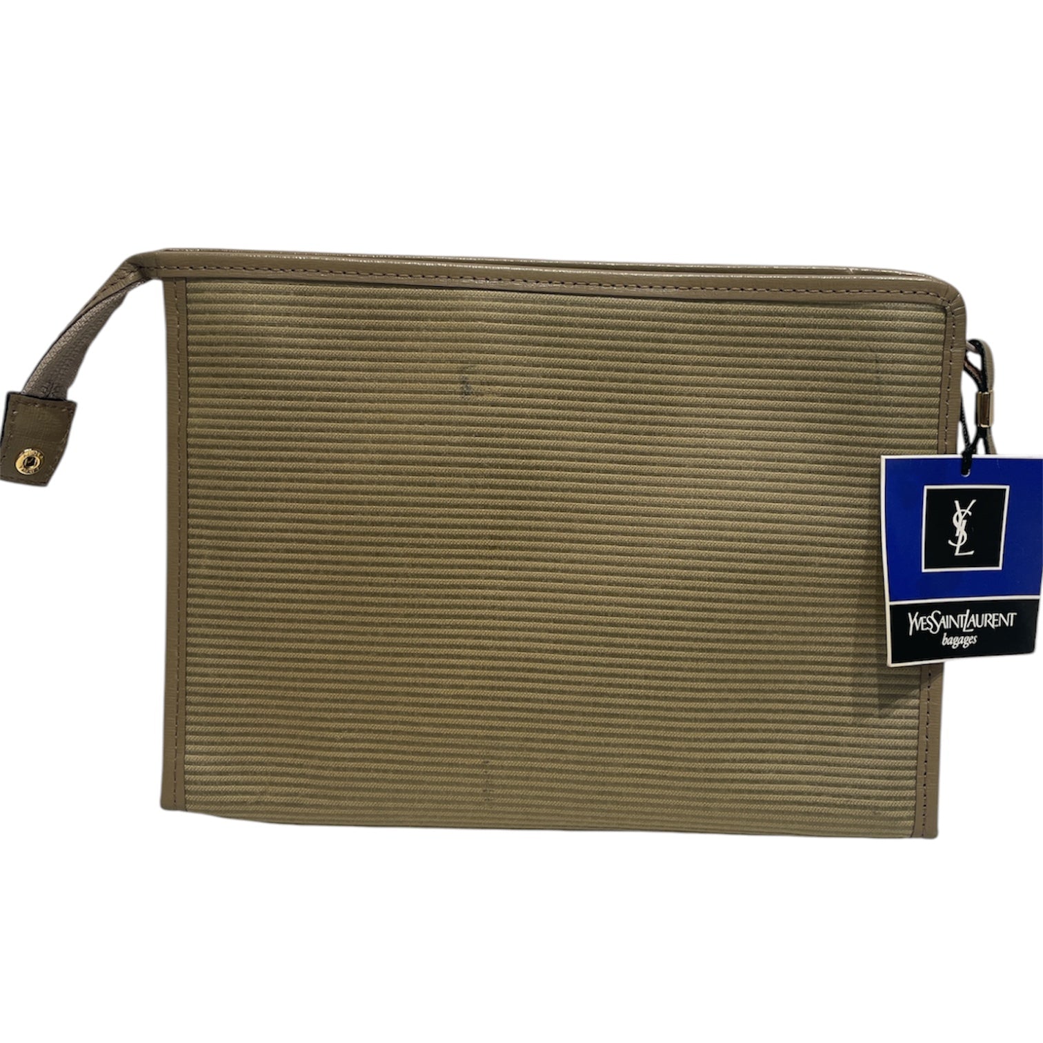 YVES SAINT LAURENT/Clutch Bag/Leather/BEG/Beige Canvas Portfolio Clutch view 2